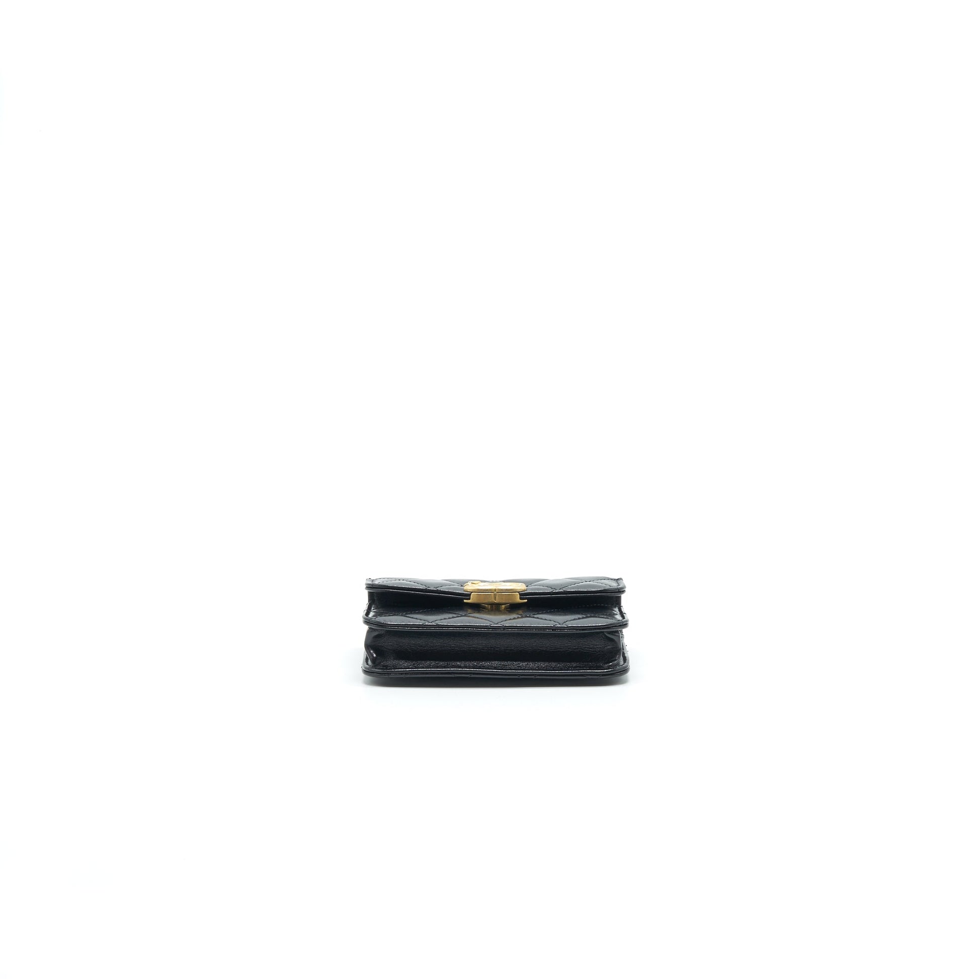 Chanel 21A Flap Coin Purse with chain Calfskin black