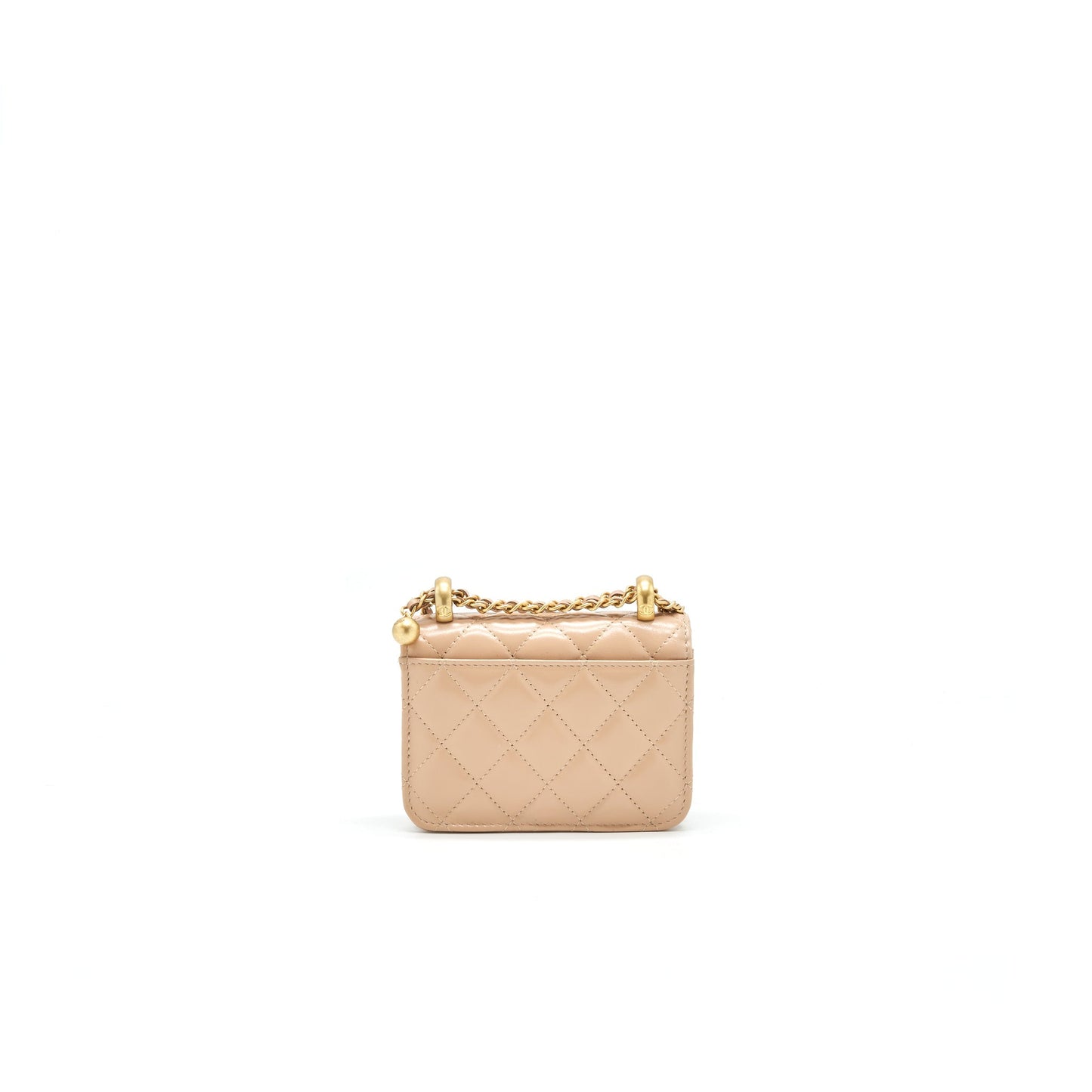 Chanel 21A Flap Coin Purse with Chain beige