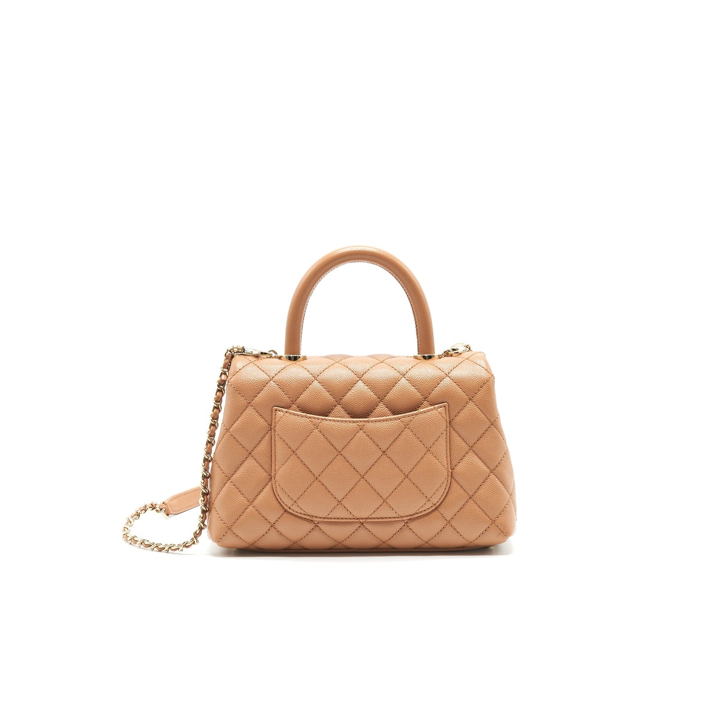 Chanel Mini Coco Handle Flap Bag 21p Caramel L