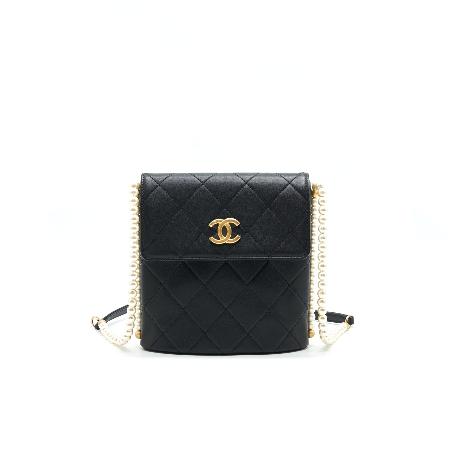 Chanel Small Hobo Bag With Pearls Black Calfskin