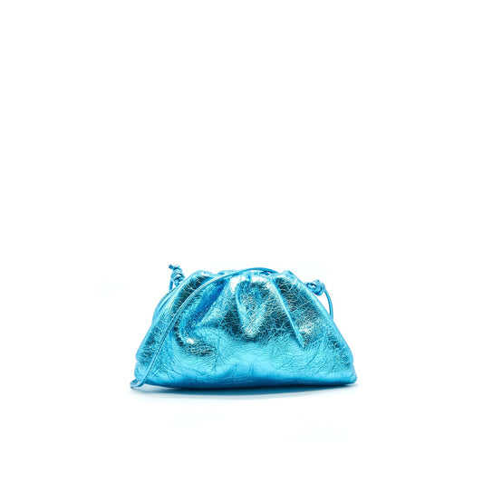 Bottega Veneta Mini Pouch Metallic Blue