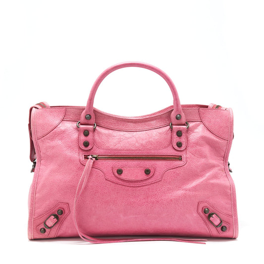 Balenciaga Classic City Purse Pink Ruthenium Hardware