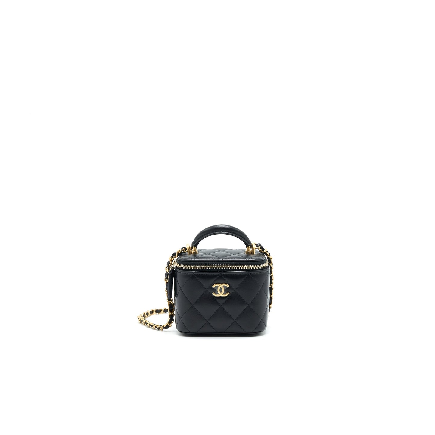 Chanel 21A Top Handle Vanity with Chain Black