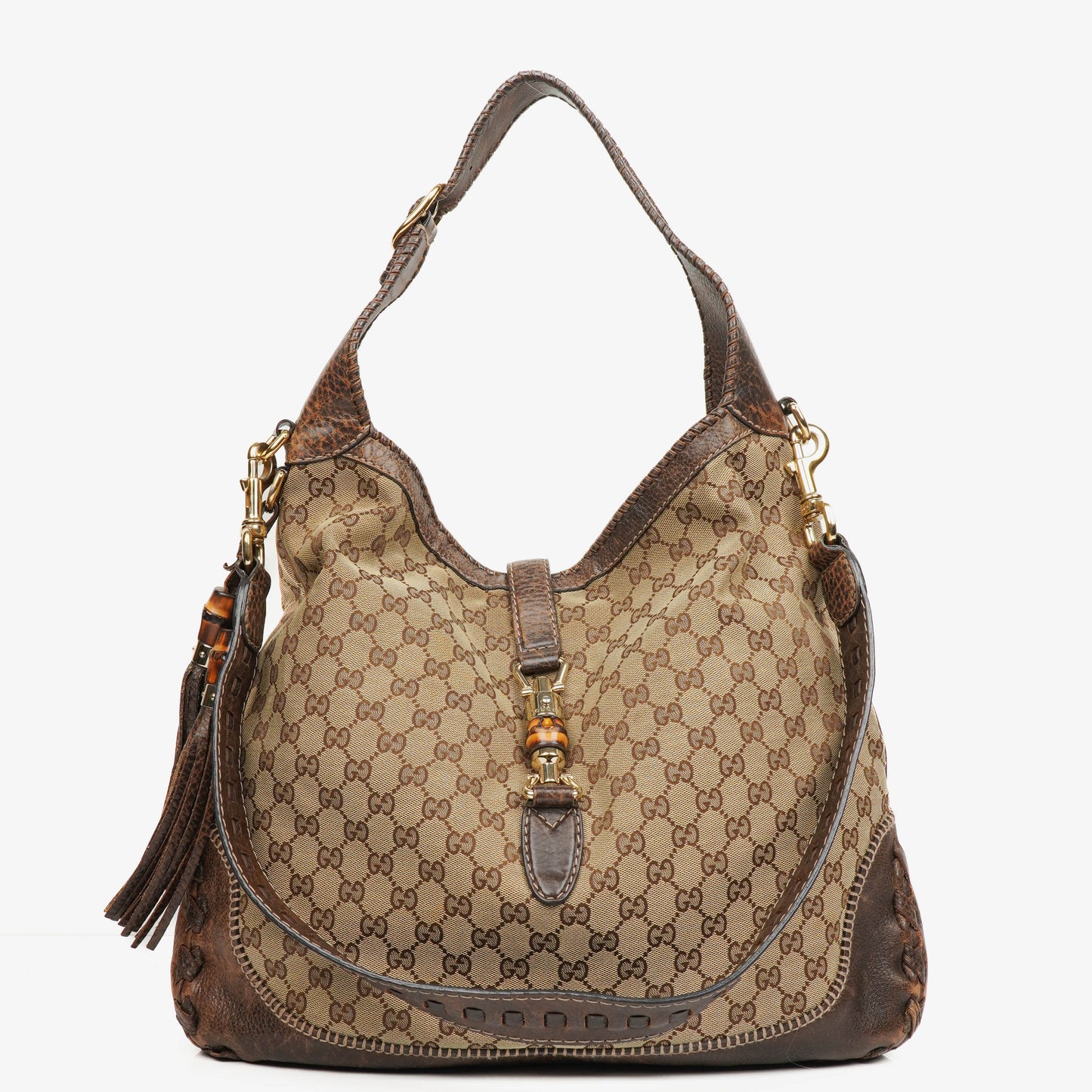 Gucci Brown GG Canvas New Jackie Hobo Bag