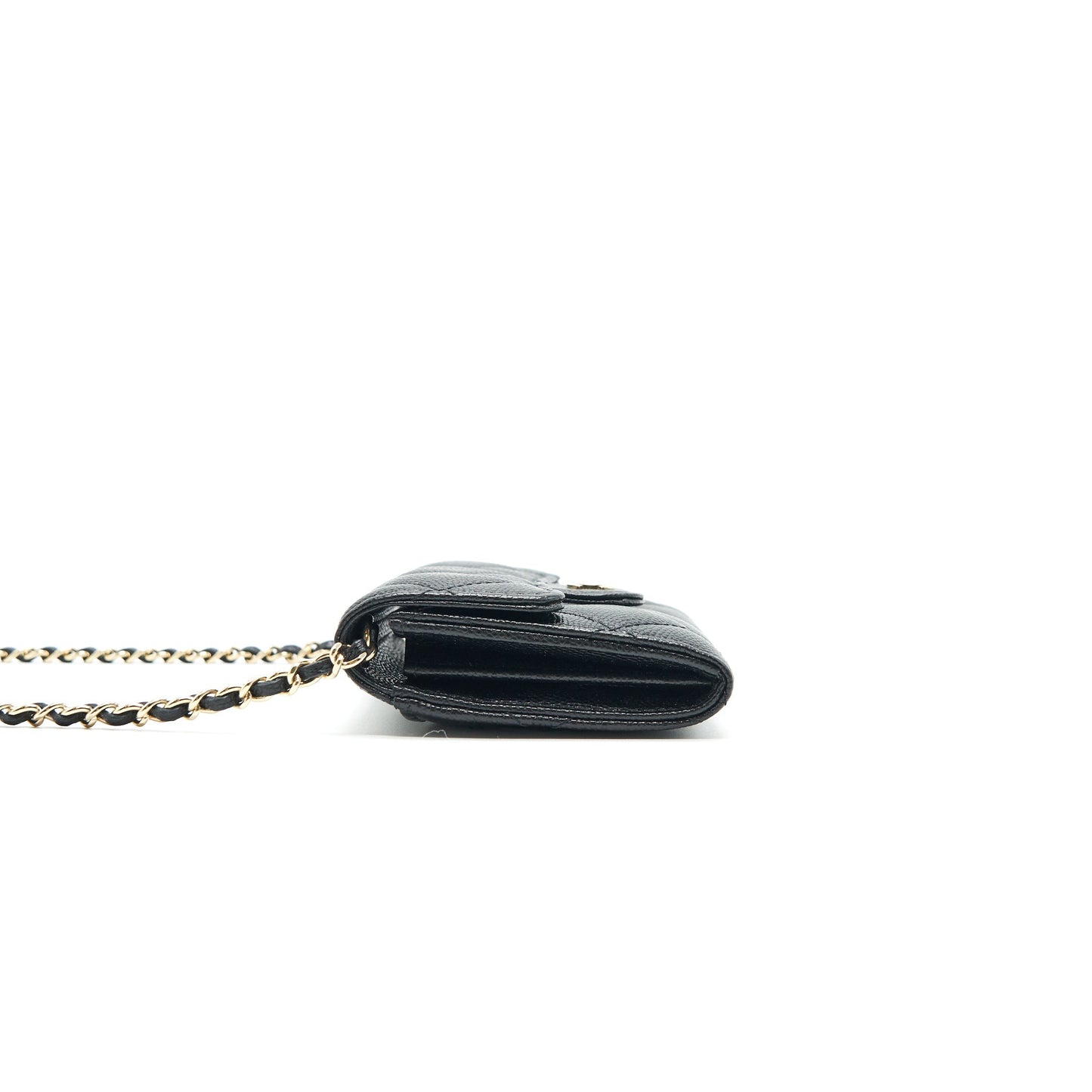 Chanel Classic Card Holder with Chain black L Serial 30