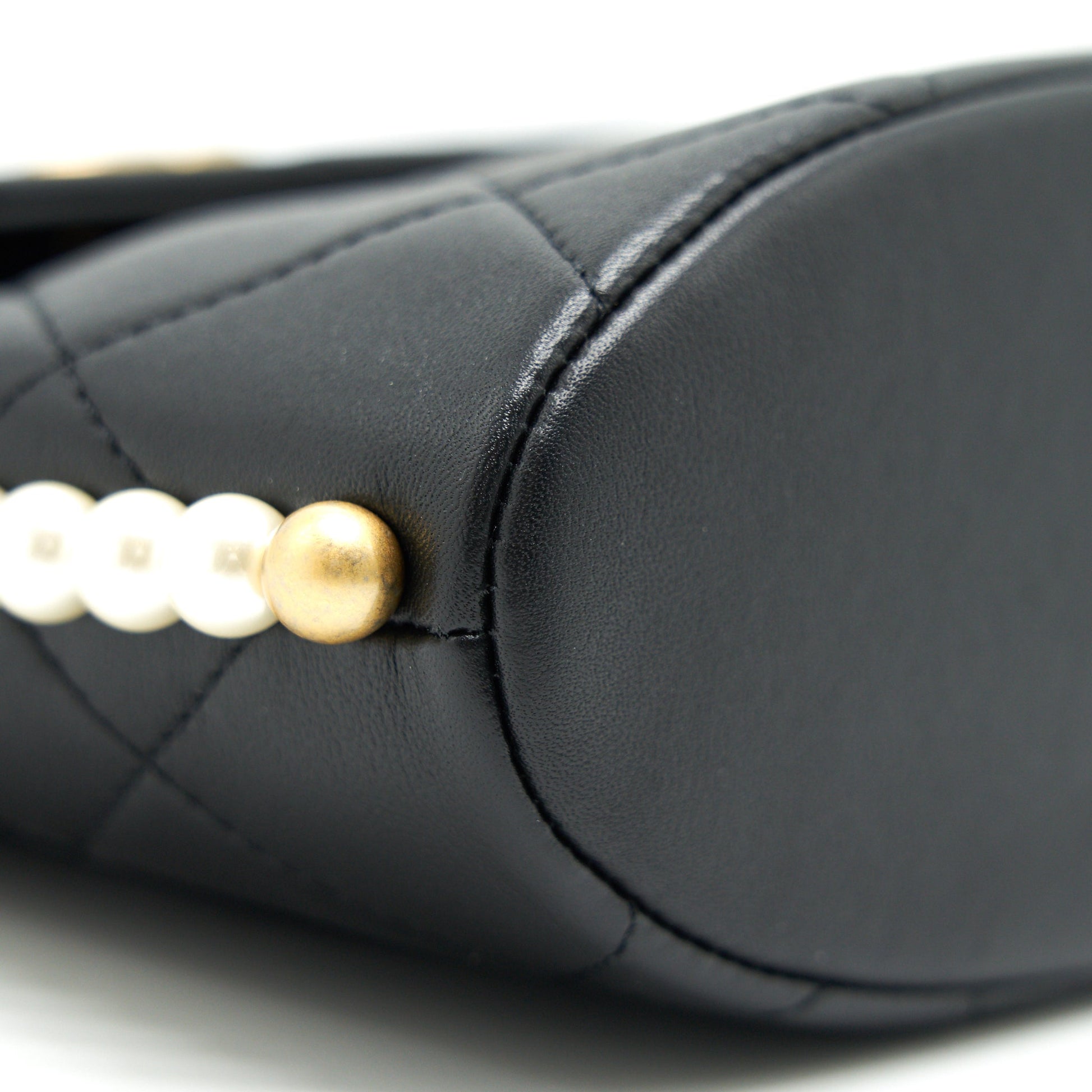 Chanel Small Hobo Bag With Pearls Black Calfskin