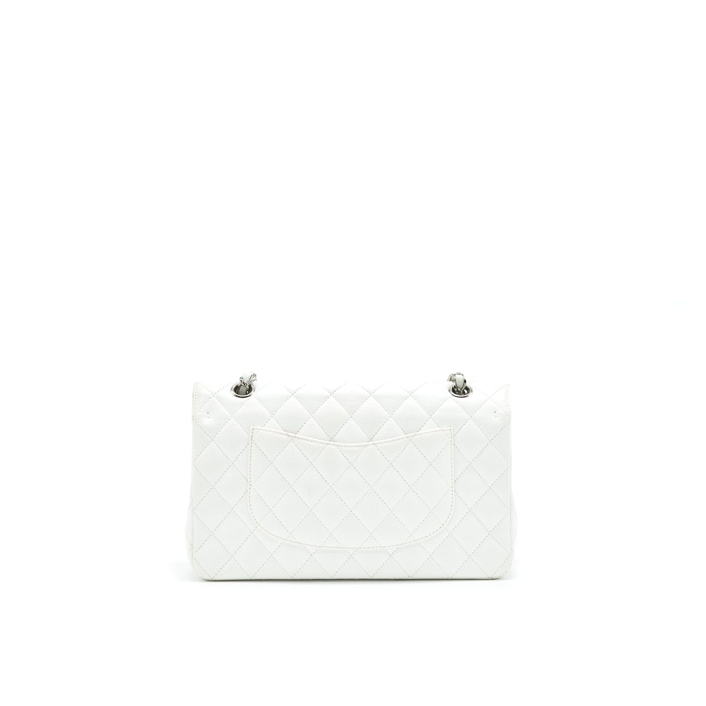 CHANEL MEDIUM CLASSIC DOUBLE FLAP BAG CAVIAR WHITE
