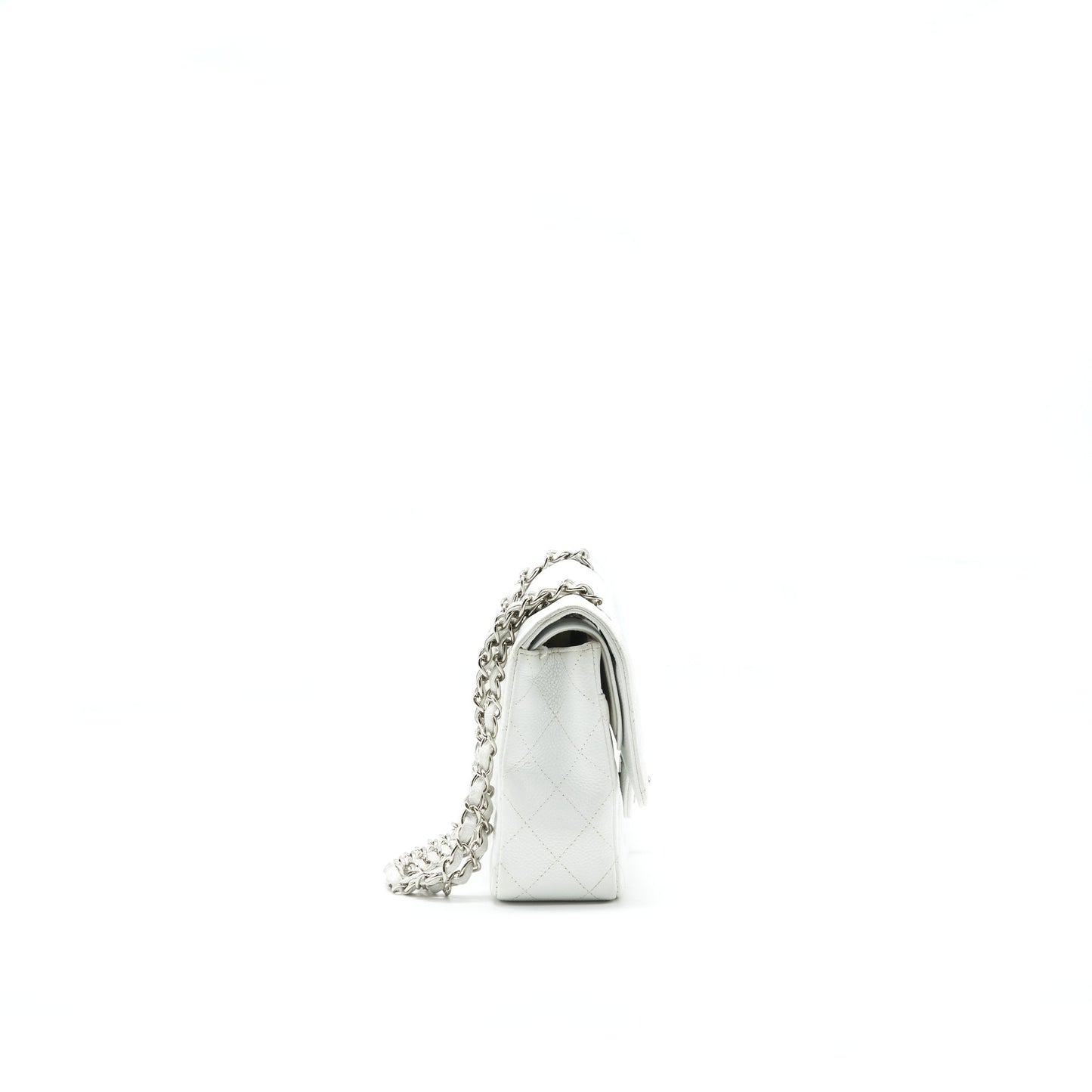 CHANEL MEDIUM CLASSIC DOUBLE FLAP BAG CAVIAR WHITE