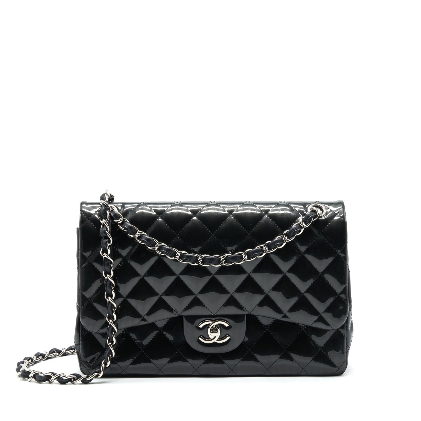 Chanel Classic Flap Bag Jumbo Patent Black