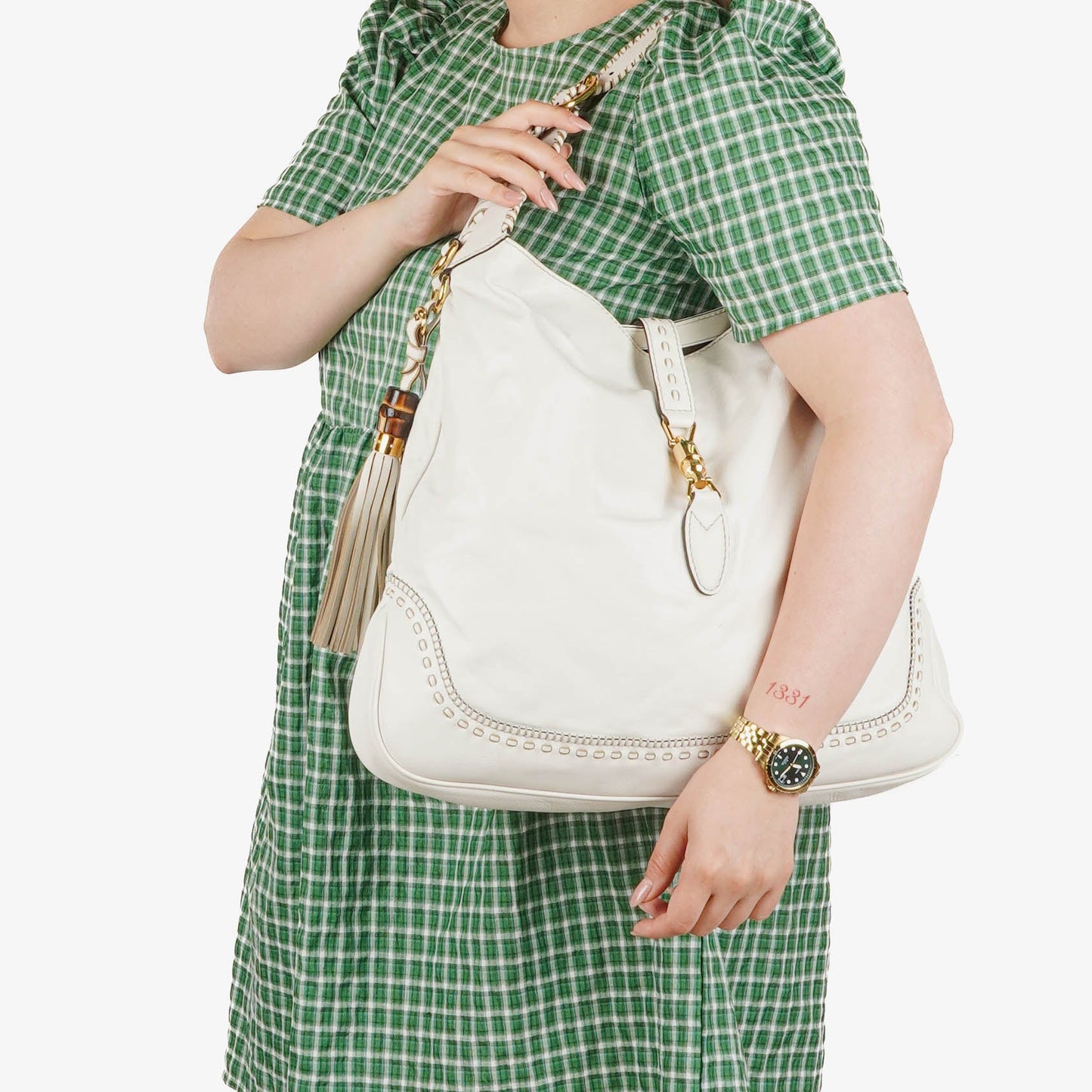 Gucci Jackie Leather Bamboo Tassel Hobo Bag