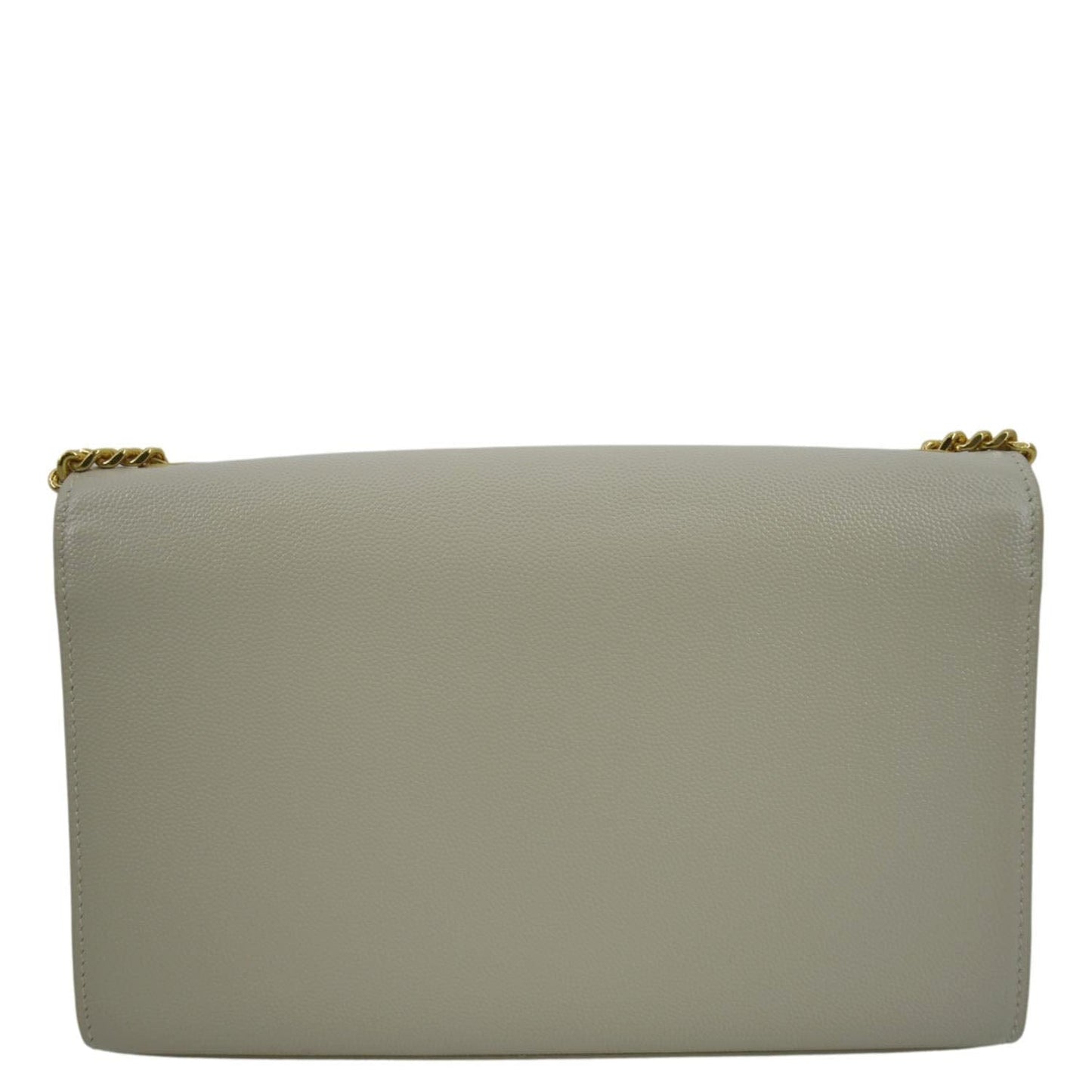 SAINT LAURENT Kate Leather Chain Clutch Crossbody Bag White