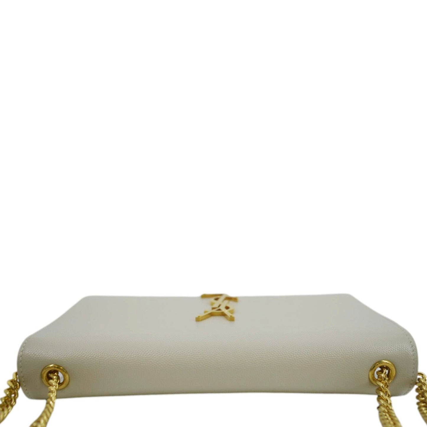 SAINT LAURENT Kate Leather Chain Clutch Crossbody Bag White