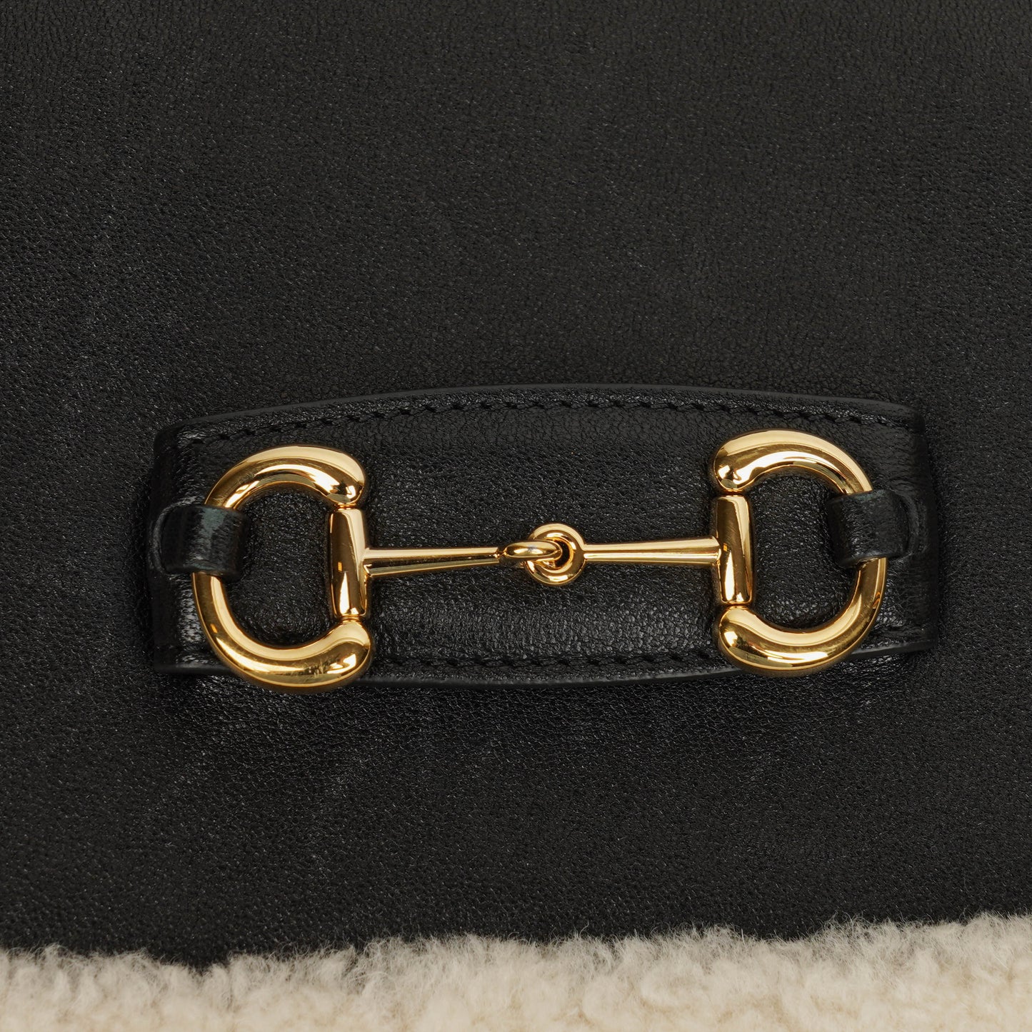 Gucci Black And White Leather/Shearling Horsebit 1955 Shoulder Bag