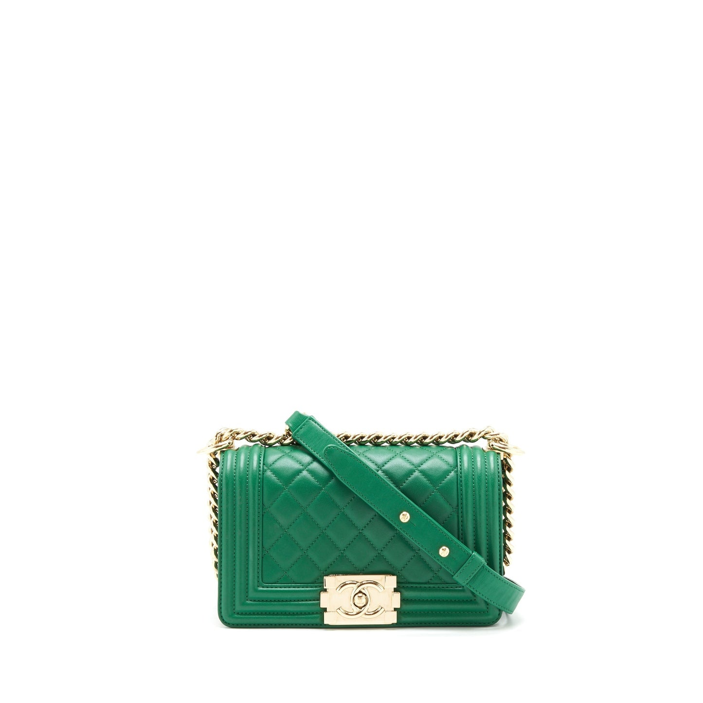 Chanel Small Boy Bag Lambskin Green L