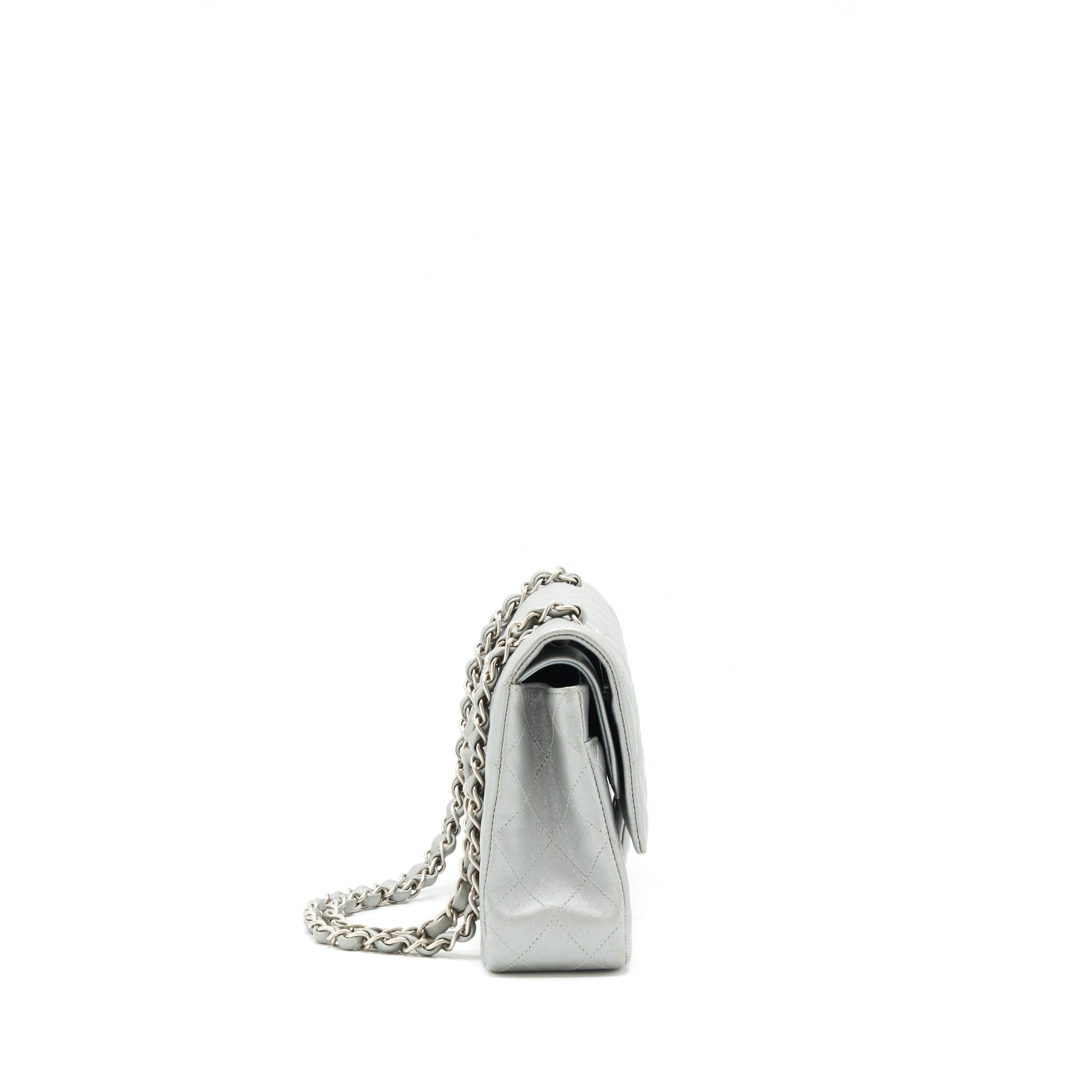 Chanel Medium Classic Flap Bag Silver Grey