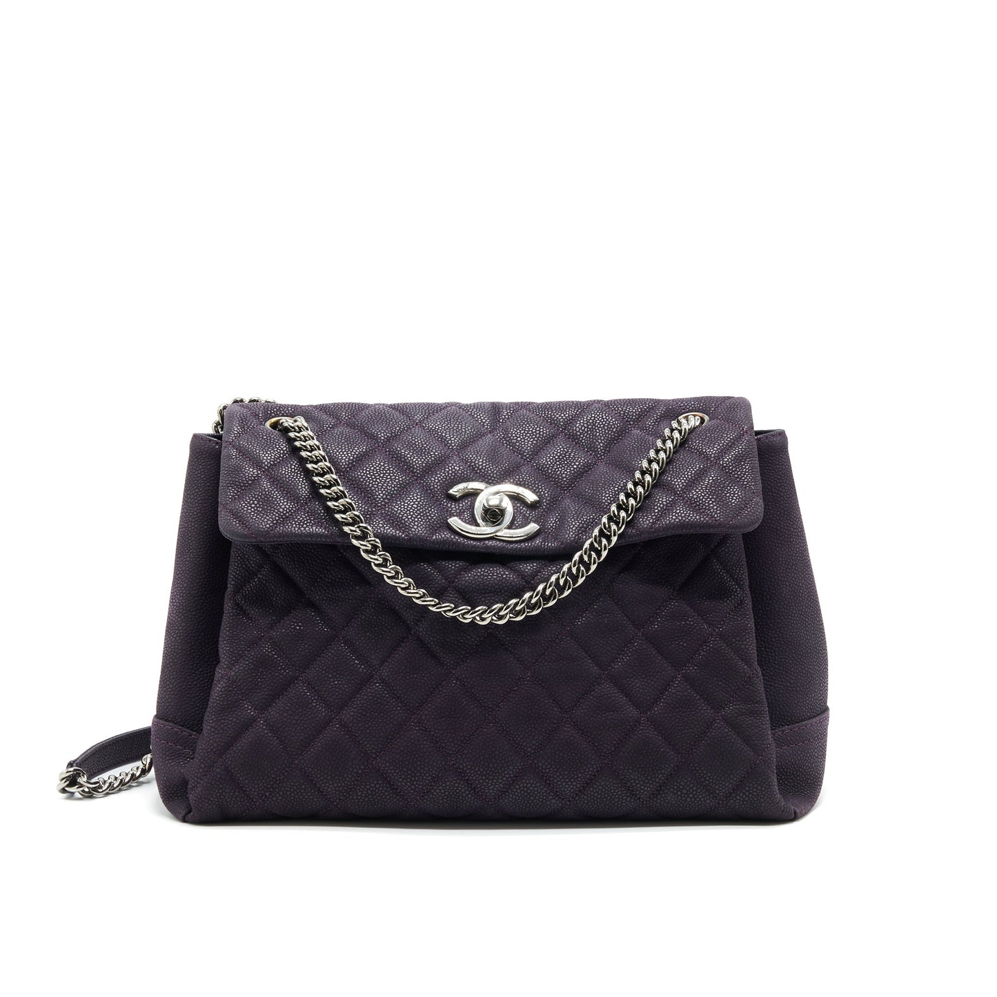 Chanel Flap Tote Bag With Chain Caviar In Purple