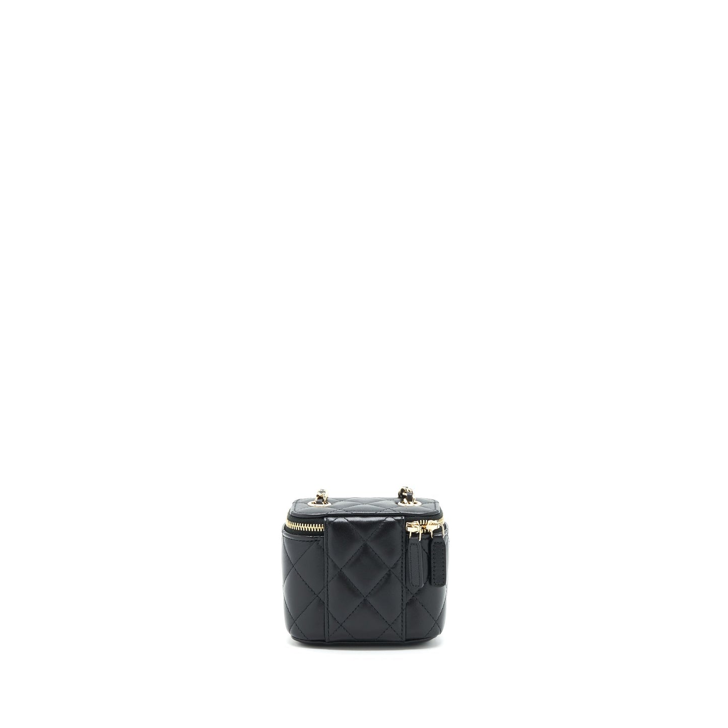 Chanel Mini Vanity With Camellia Chain Lambskin Black L