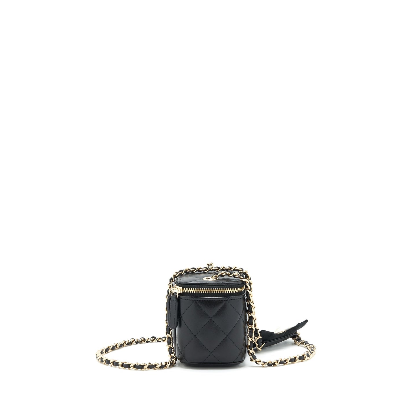 Chanel Mini Vanity With Camellia Chain Lambskin Black L