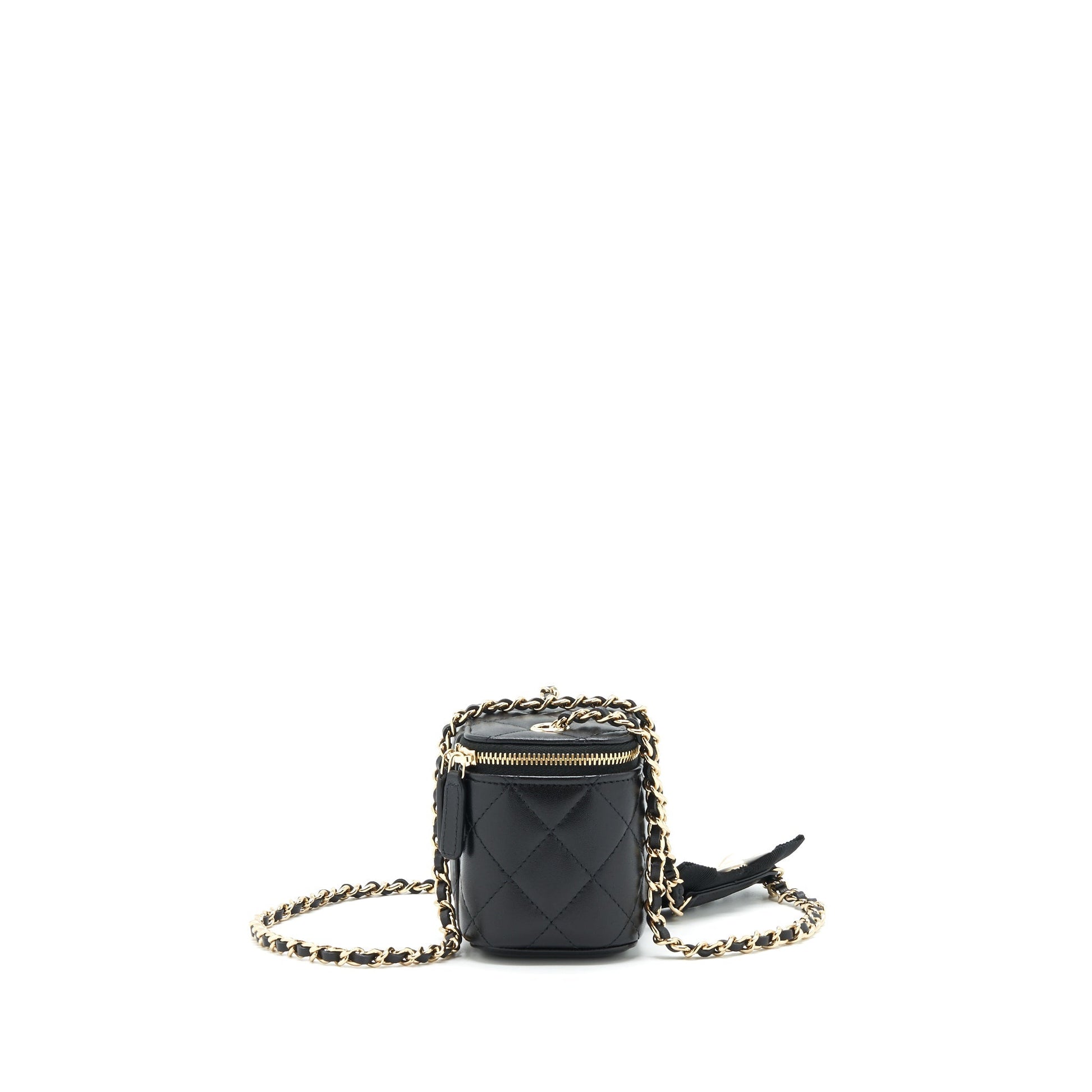 Chanel Mini Vanity With Camellia Chain Lambskin Black L