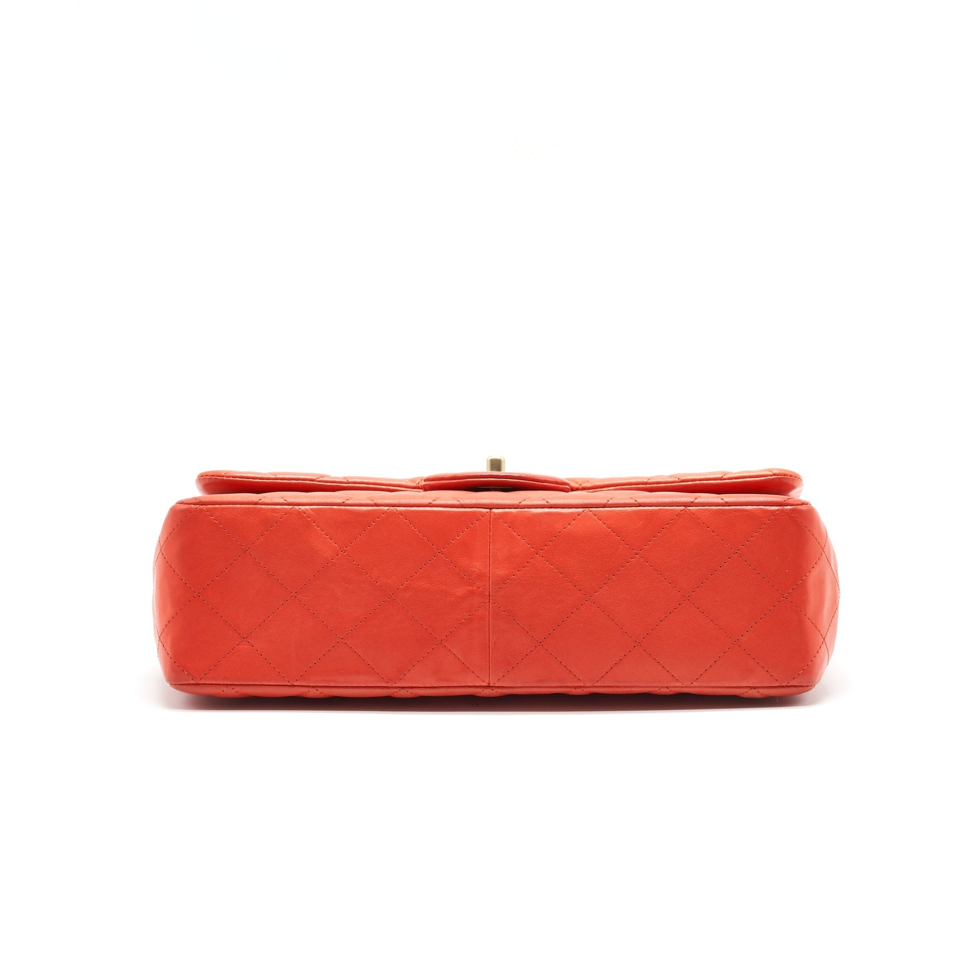 CHANEL CLASSIC SINGLE FLAP JUMBO BAG ORANGE LAMBSKIN