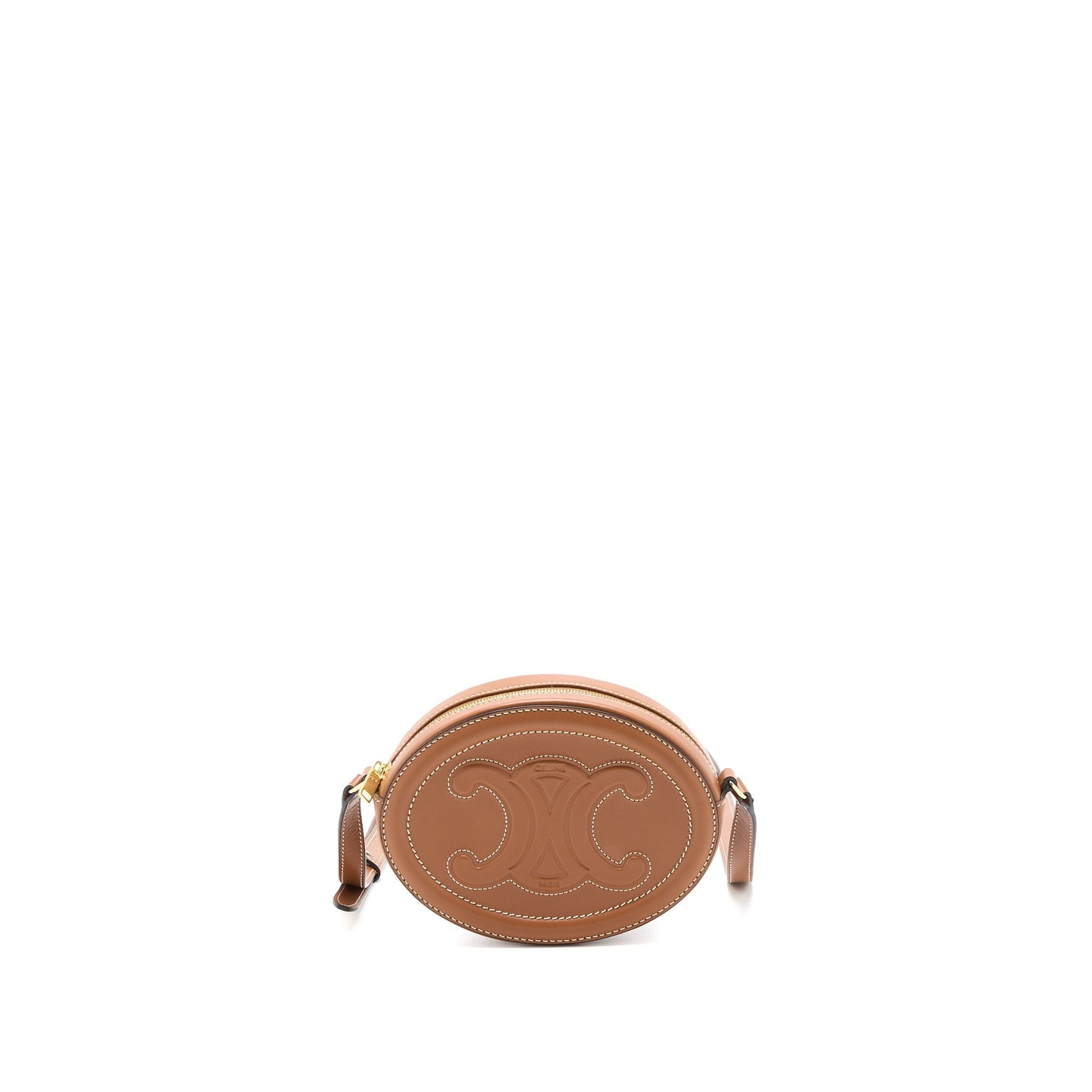 Celine Crossbody Oval Purse Cuirass Triomphe Smooth Calfskin Tan