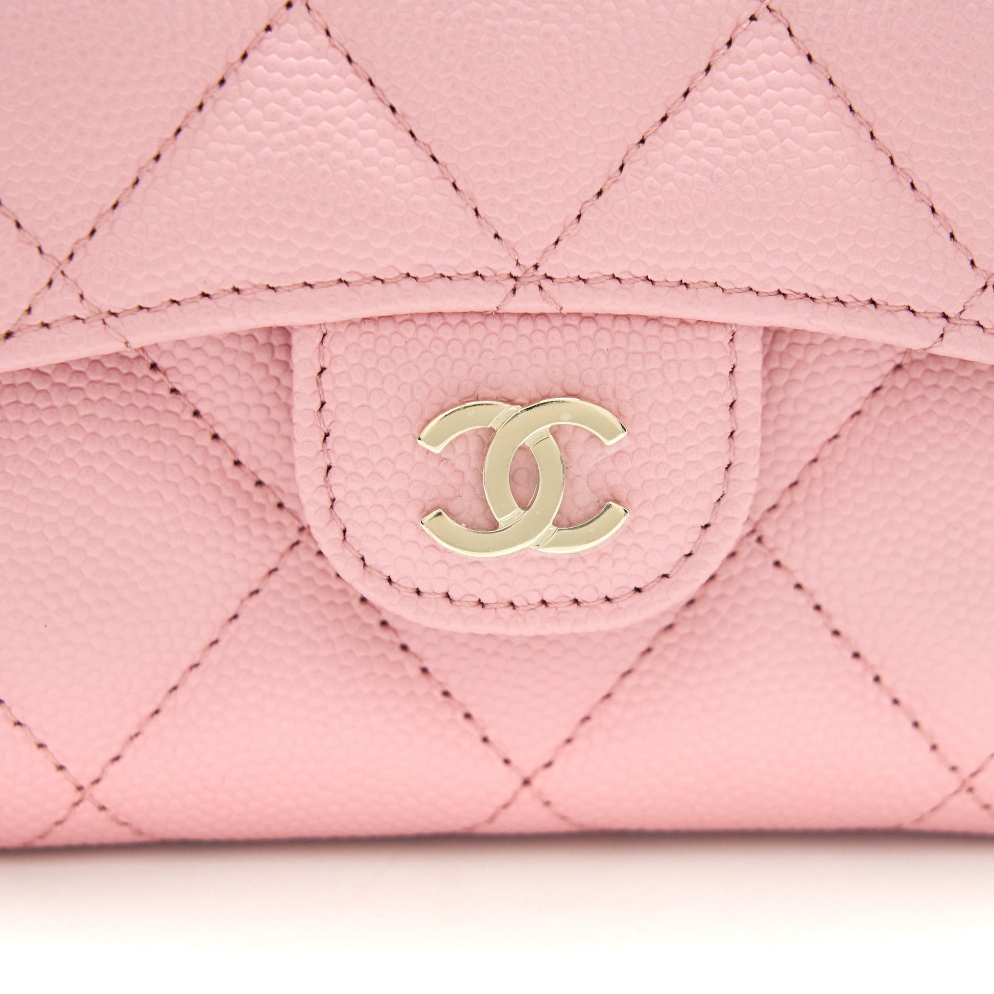 Chanel Card Holder On Chain Caviar Pink L