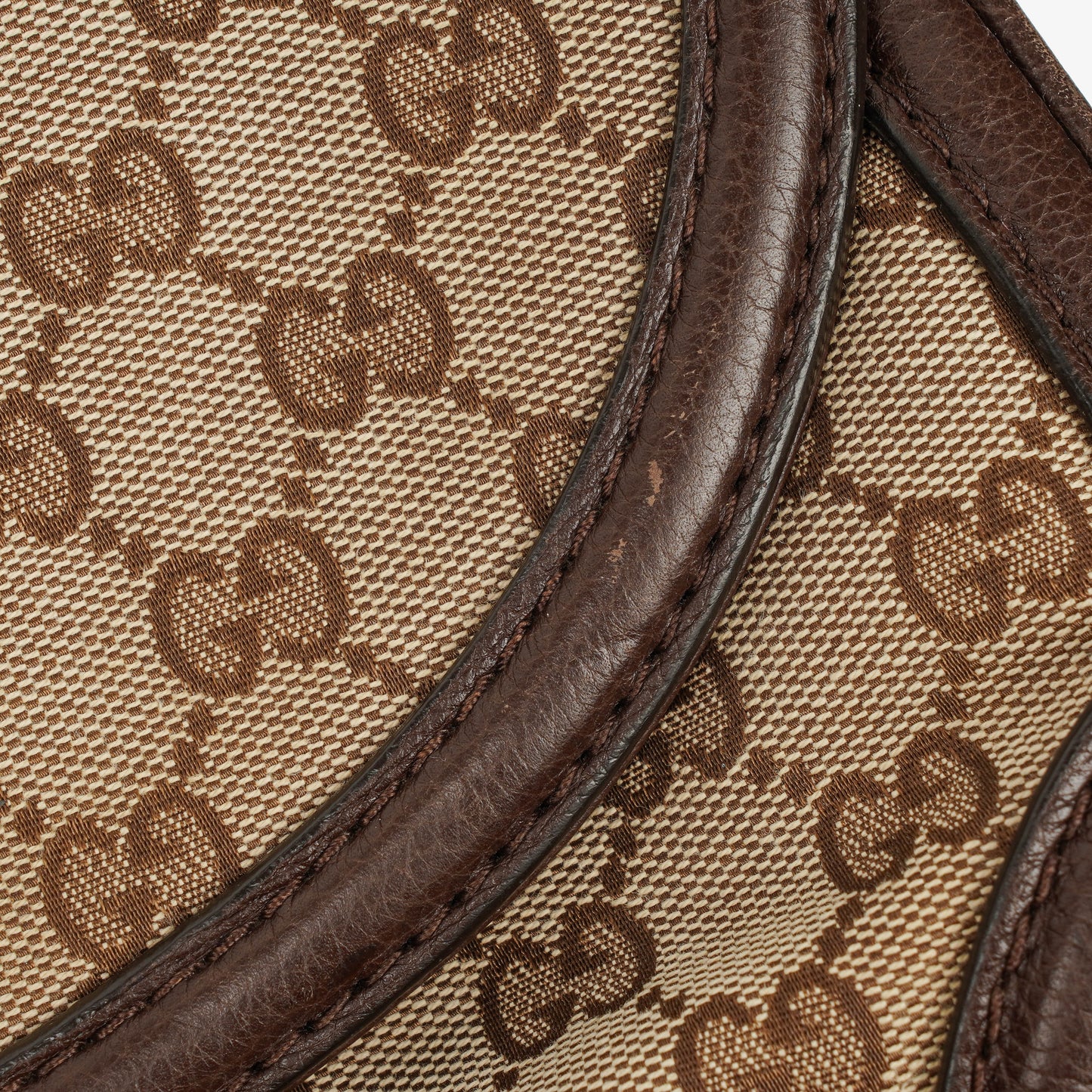 Gucci New Bamboo Top Handle Beige/Ebony GG Canvas and Leather Bag