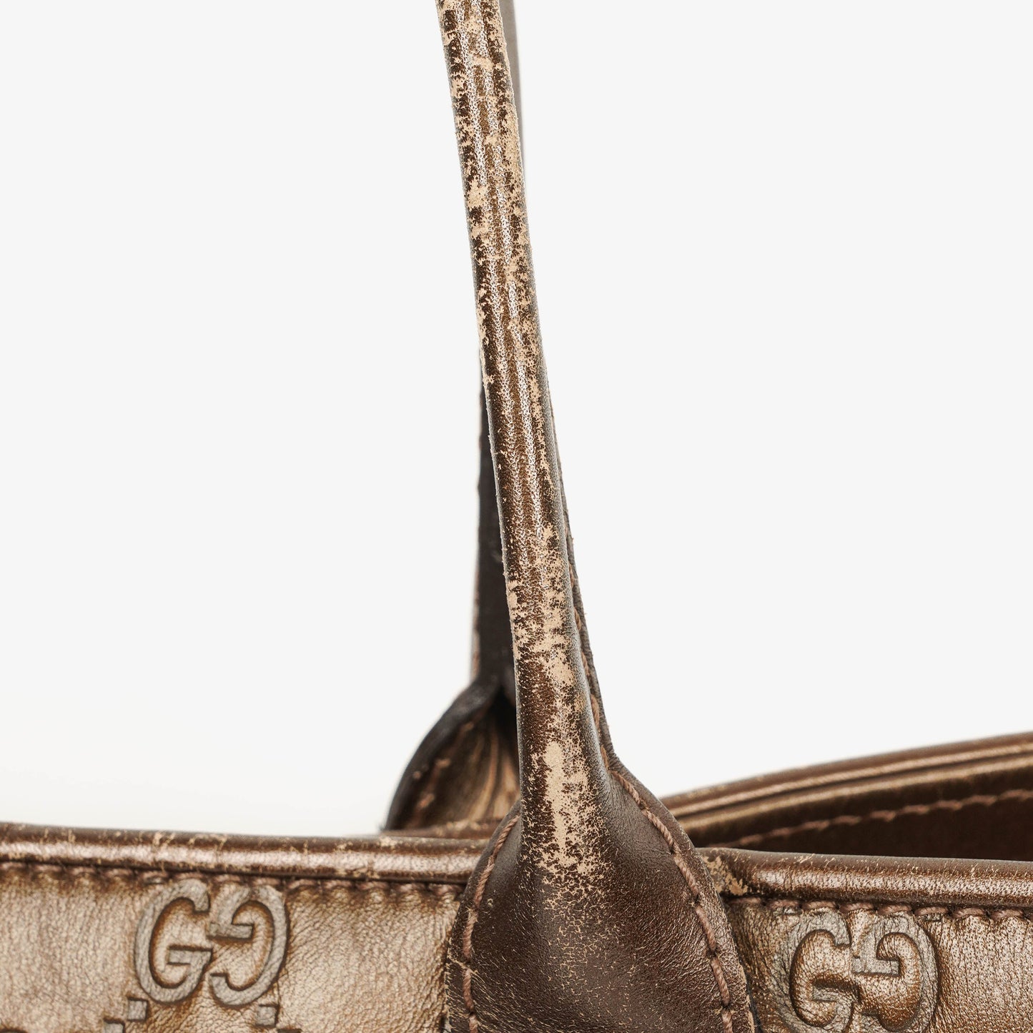 Gucci Guccissima Brown Metallic Leather Heart-Bit Top Handle Tote Bag