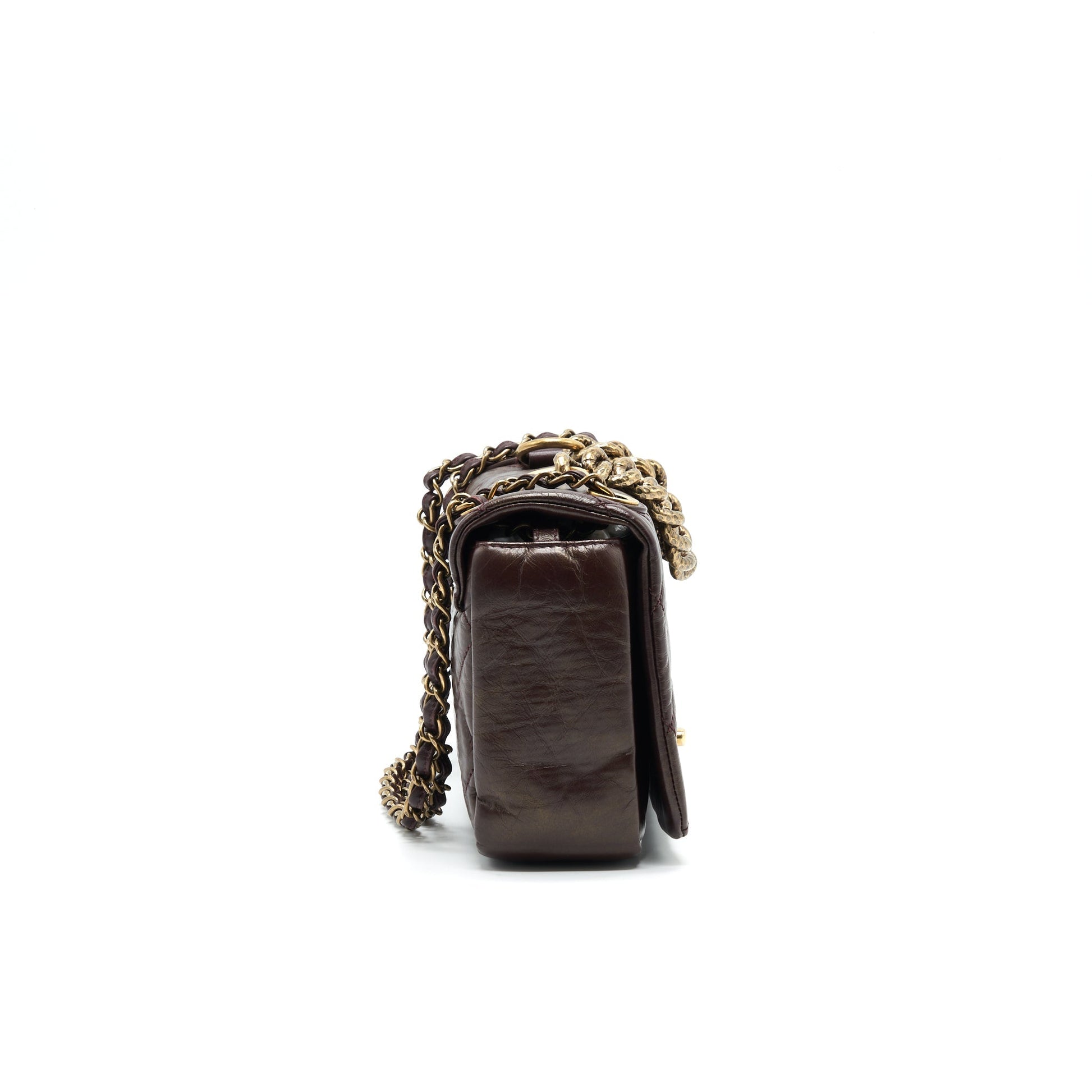 Chanel Calfskin Flap Bag with Chain Burgundy