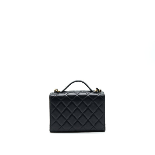 Chanel 21K Gold Metal Mini Flap Bag With Handle Black