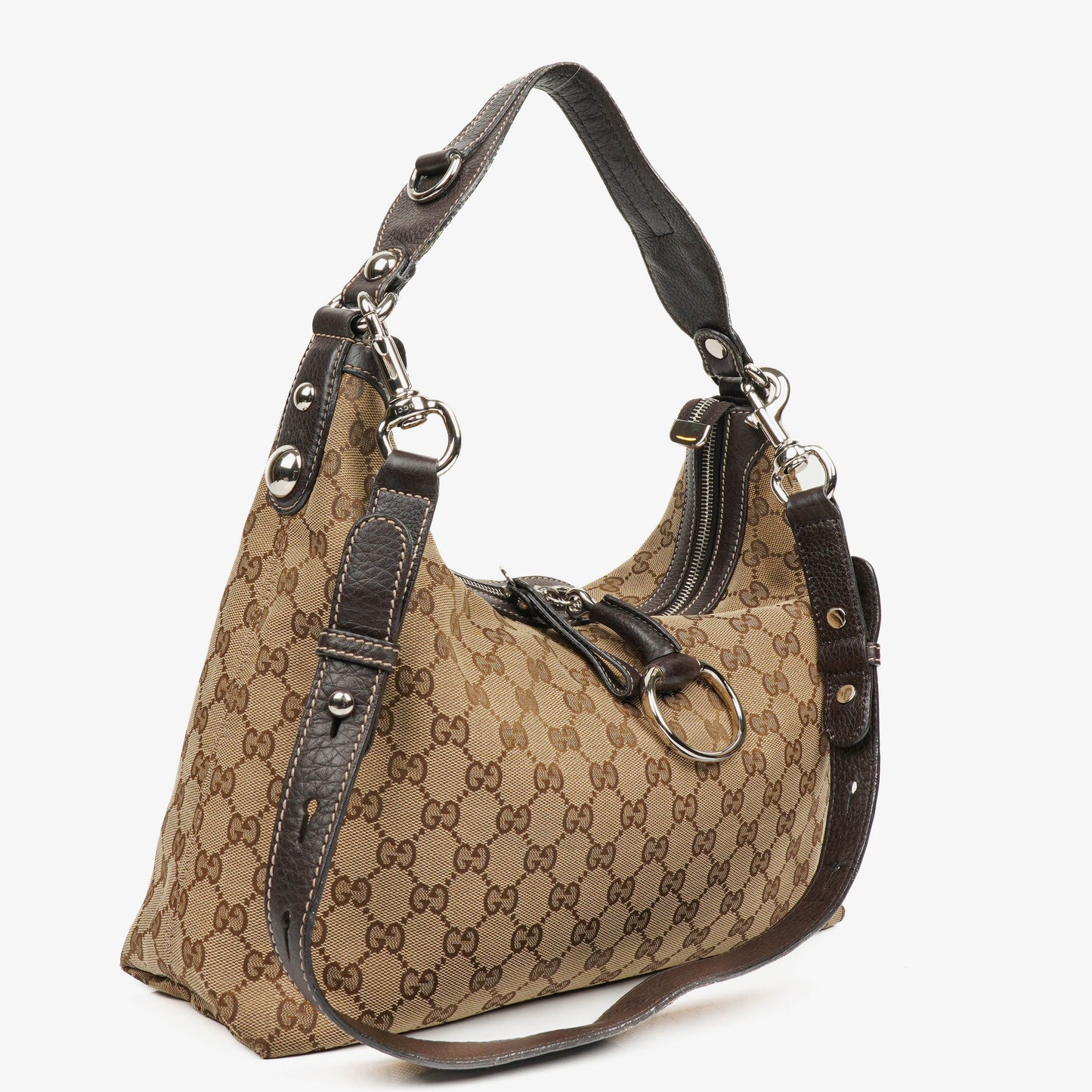Gucci Monogram Canvas Icon Bit Hobo Bag