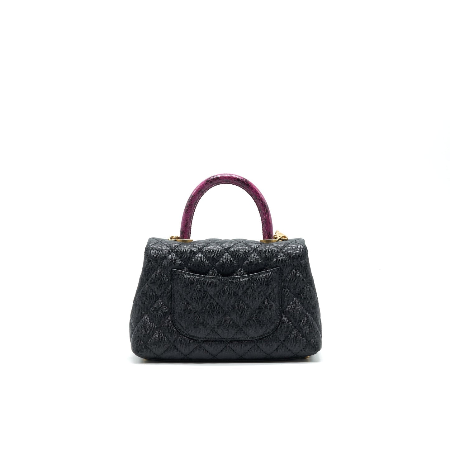 CHANEL MINI COCO HANDLE CAVIAR LEATHER WITH PYTHON HANDLE BLACK