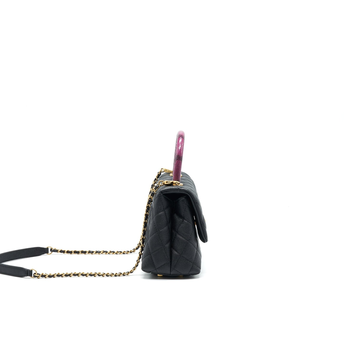 CHANEL MINI COCO HANDLE CAVIAR LEATHER WITH PYTHON HANDLE BLACK