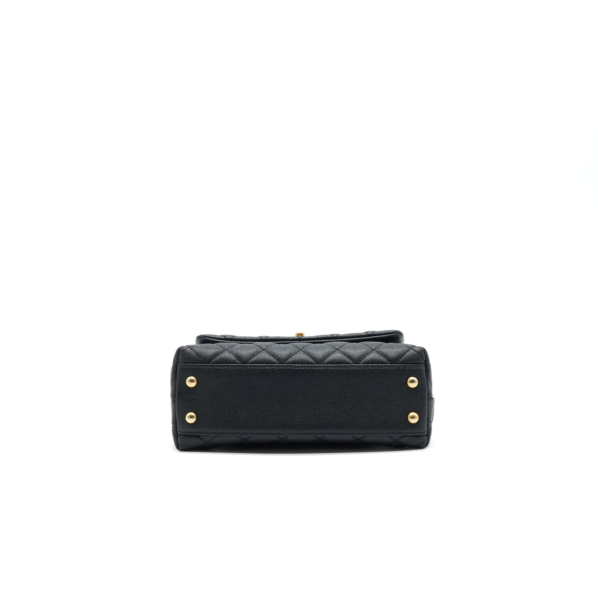 CHANEL MINI COCO HANDLE CAVIAR LEATHER WITH PYTHON HANDLE BLACK