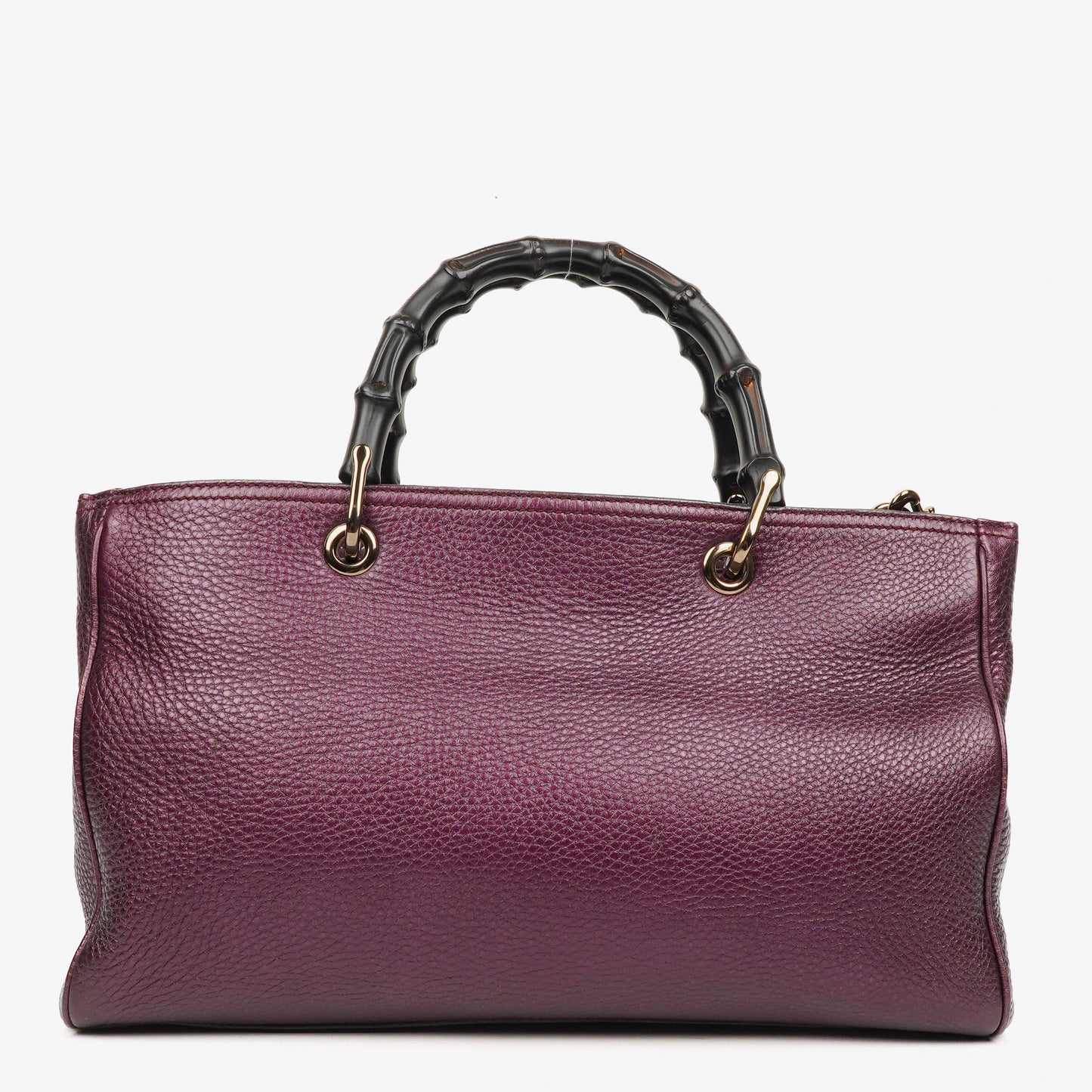Gucci Purple Pebbled Calfskin Medium Bamboo Shopper Tote Bag