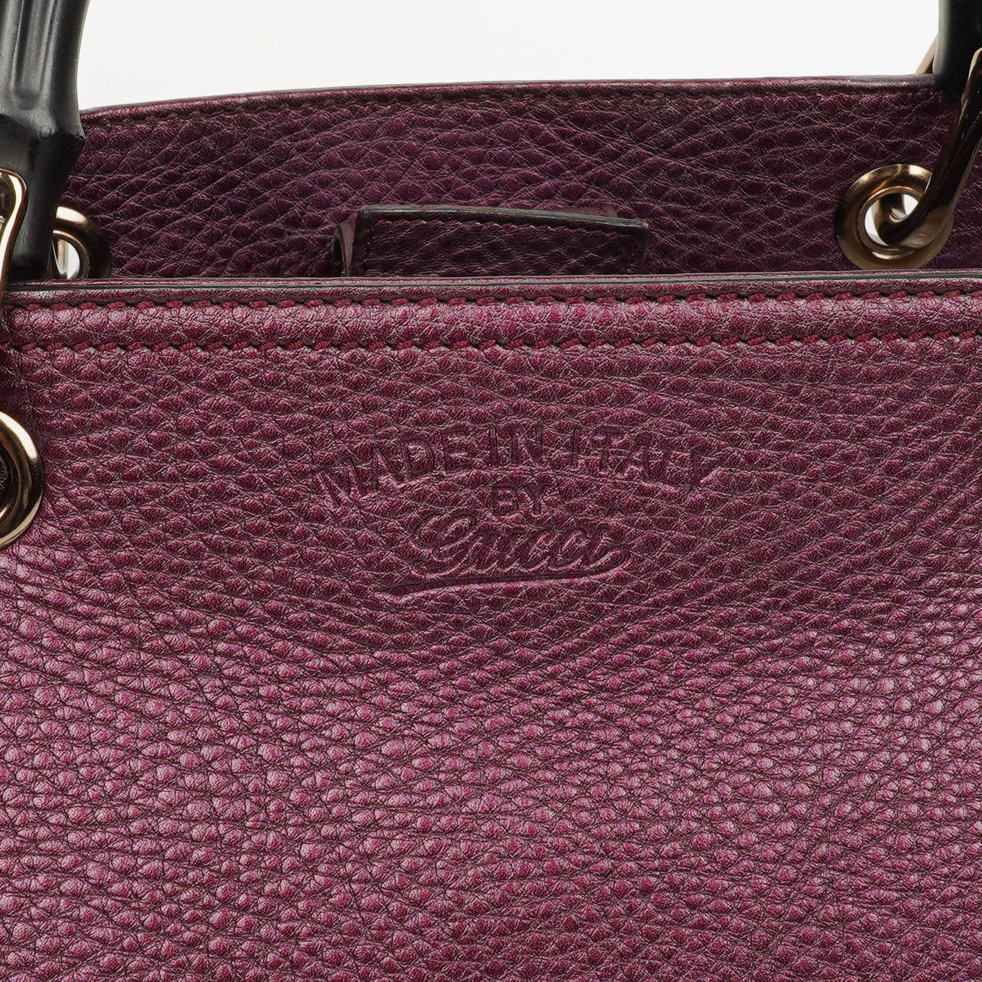 Gucci Purple Pebbled Calfskin Medium Bamboo Shopper Tote Bag