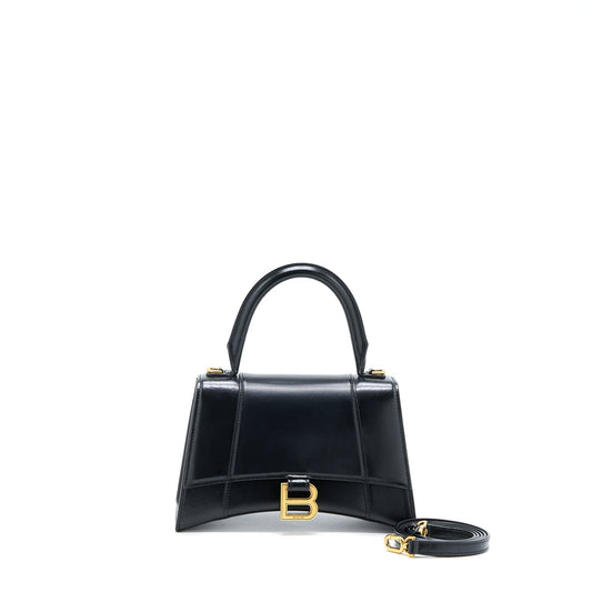 Balenciaga Hourglass Small Handbag Box Calfskin Black