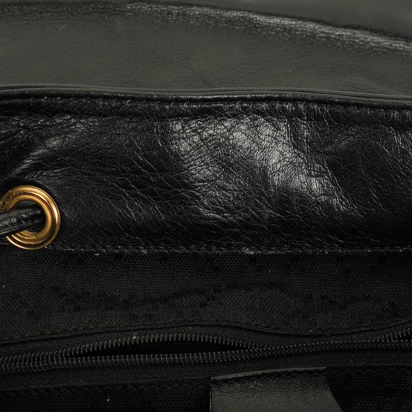 Gucci Vintage Black Leather Bamboo Backpack