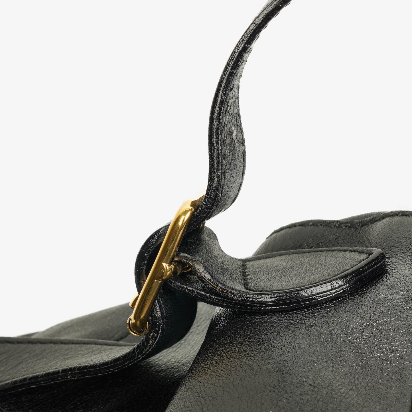 Gucci Vintage Black Leather Bamboo Backpack