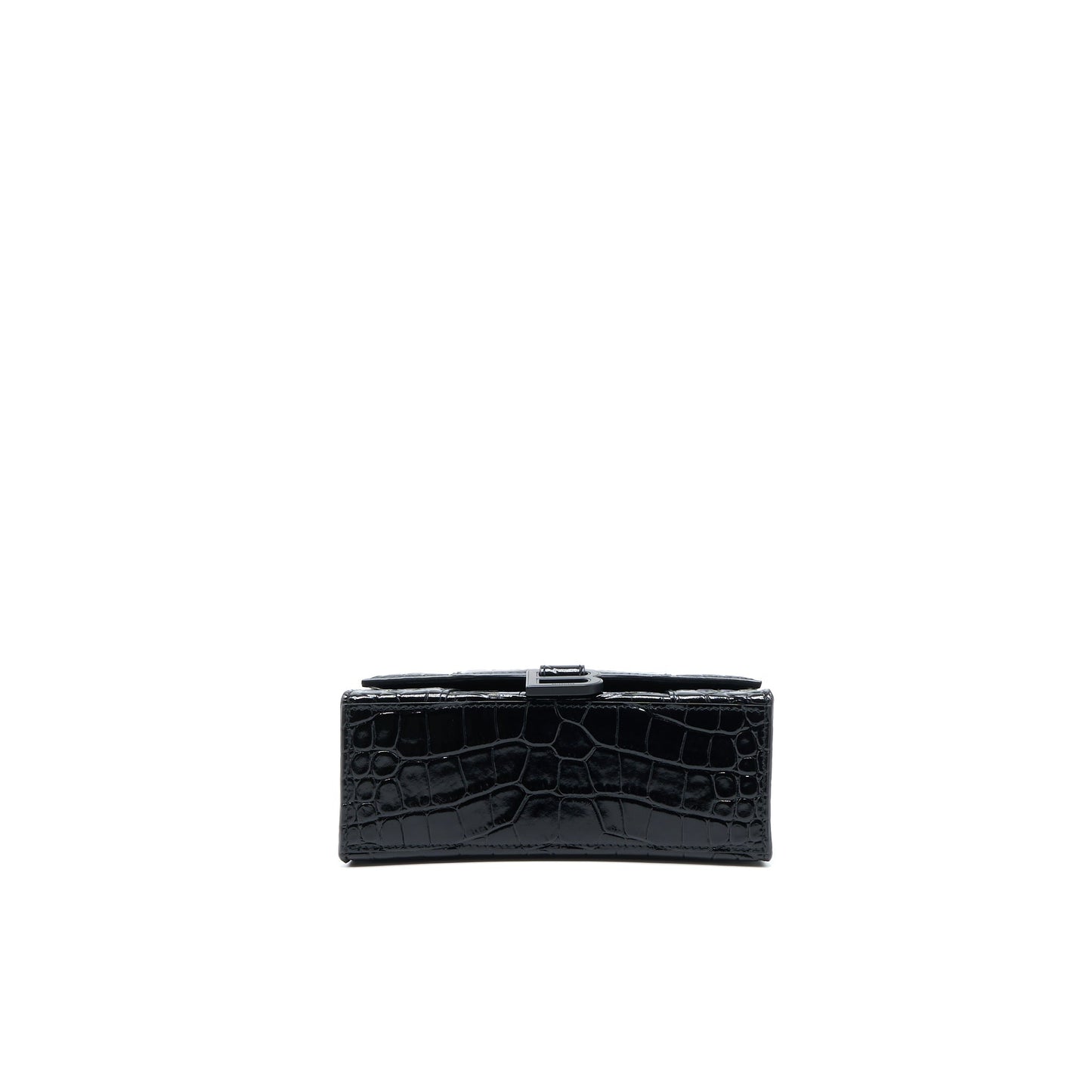 Balenciaga Hourglass Crocodile-Embossed Calfskin So Black