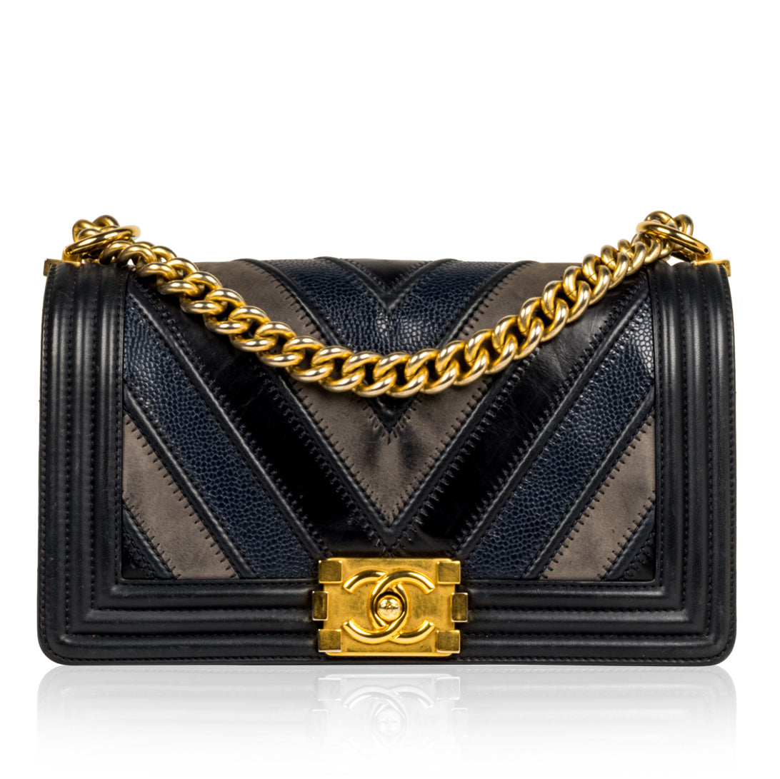 Chanel Mixed Leather Boy Bag