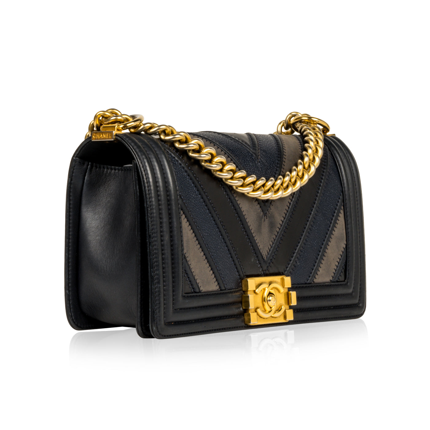 Chanel Mixed Leather Boy Bag