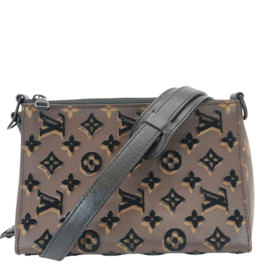 LOUIS VUITTON Triangle Monogram Tuffetage Messenger Bag Brown