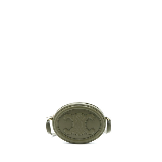 Celine Crossbody Oval Purse Calfskin Olive Green