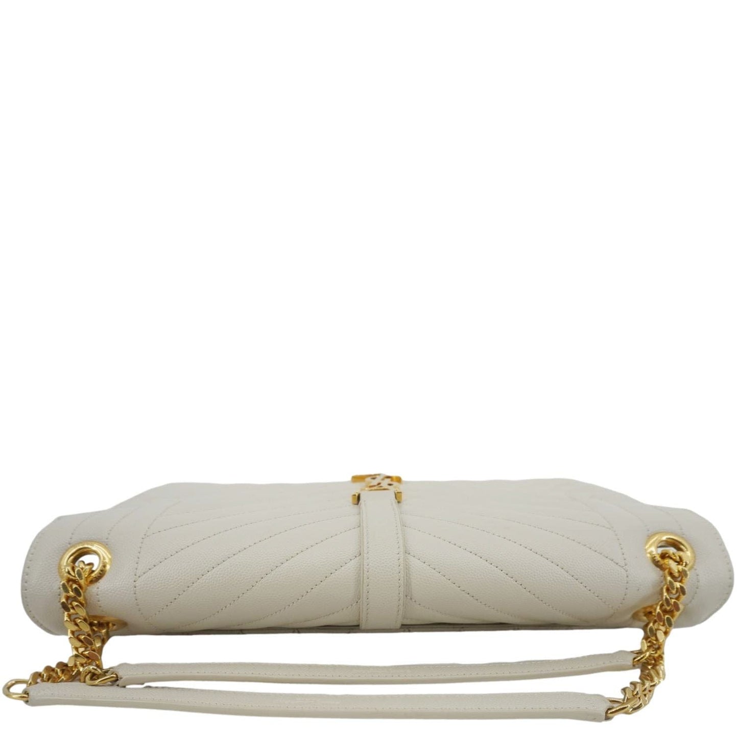 SAINT LAURENT Envelope Large Mixed Matelasse Leather Shoulder Bag White