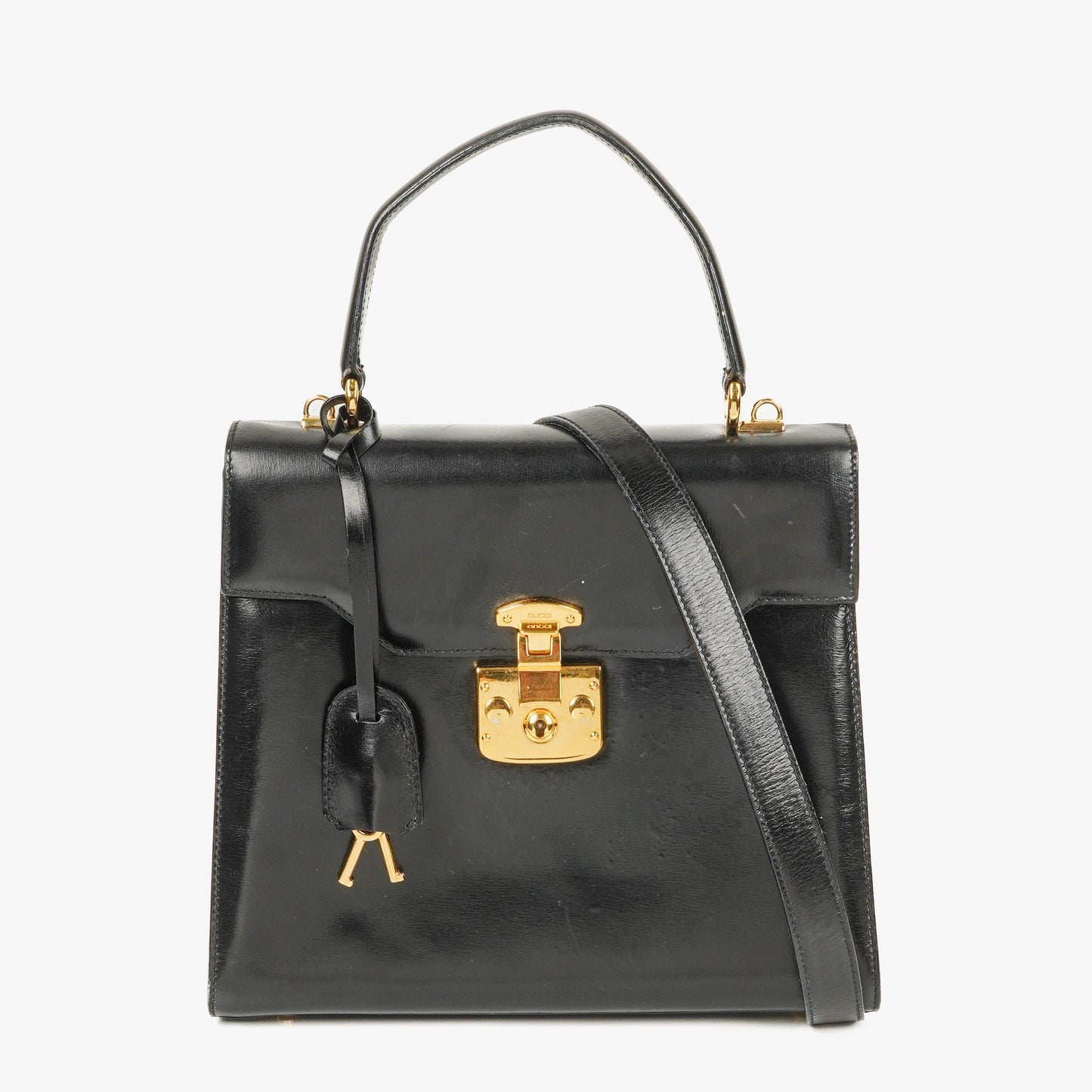 Gucci Glossy Leather Vintage Lady Lock Bag Black