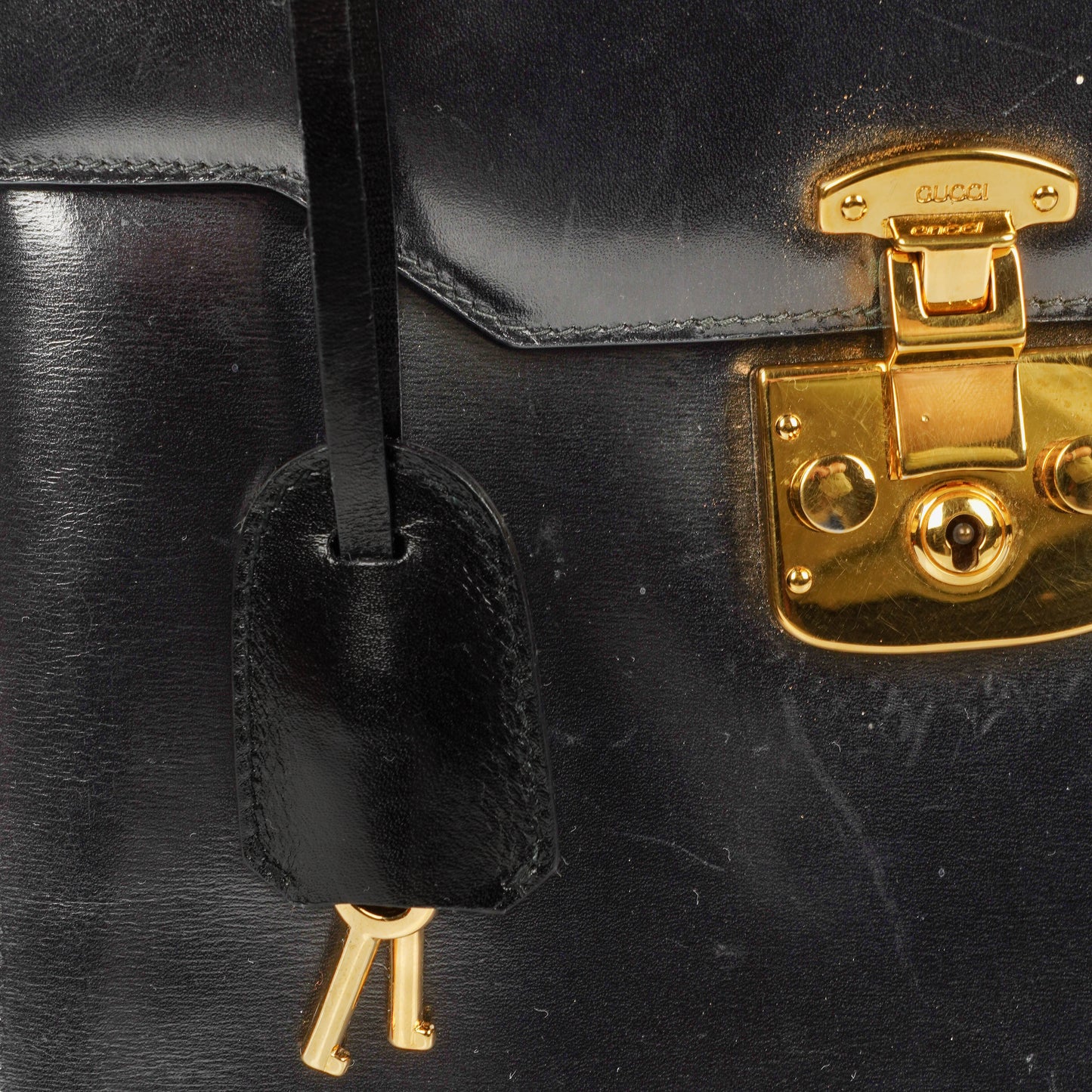 Gucci Glossy Leather Vintage Lady Lock Bag Black