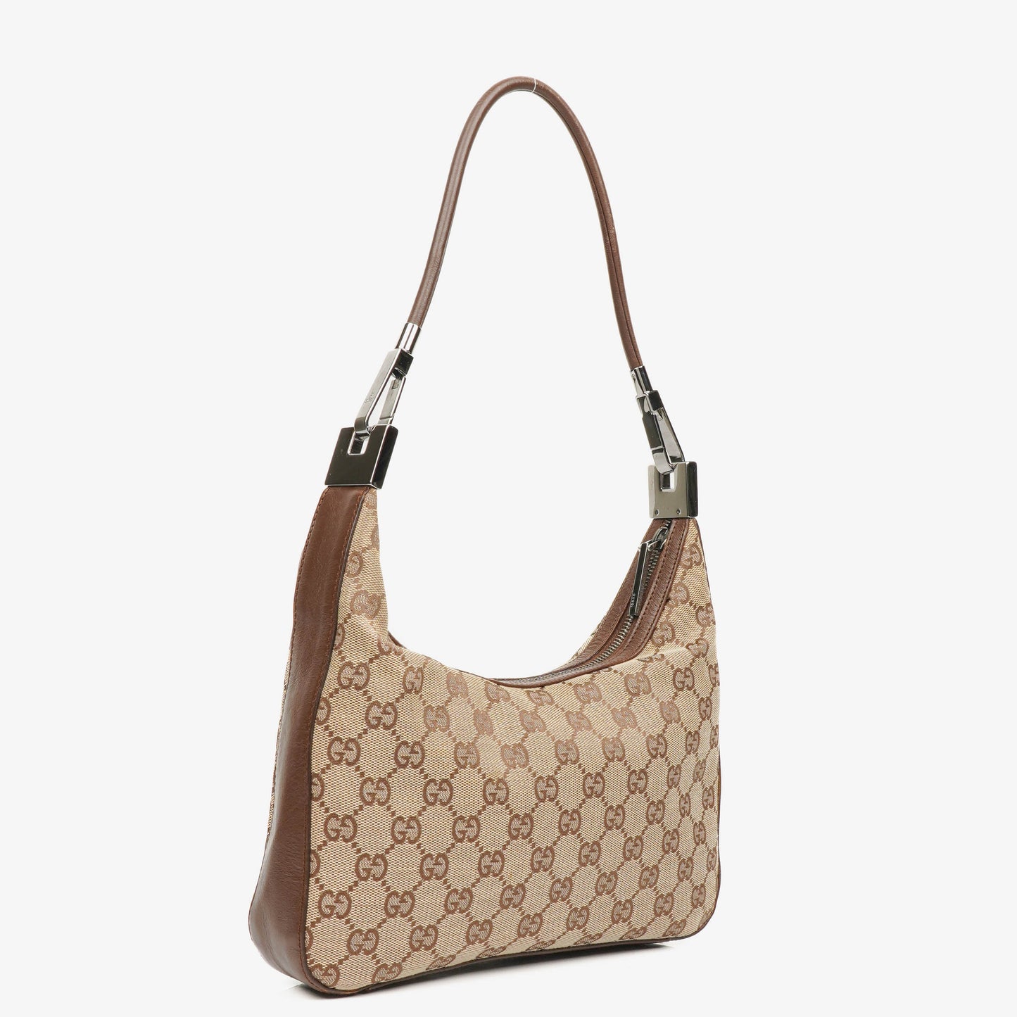 Gucci Monogram GG Canvas and Leather Hobo Shoulder Bag