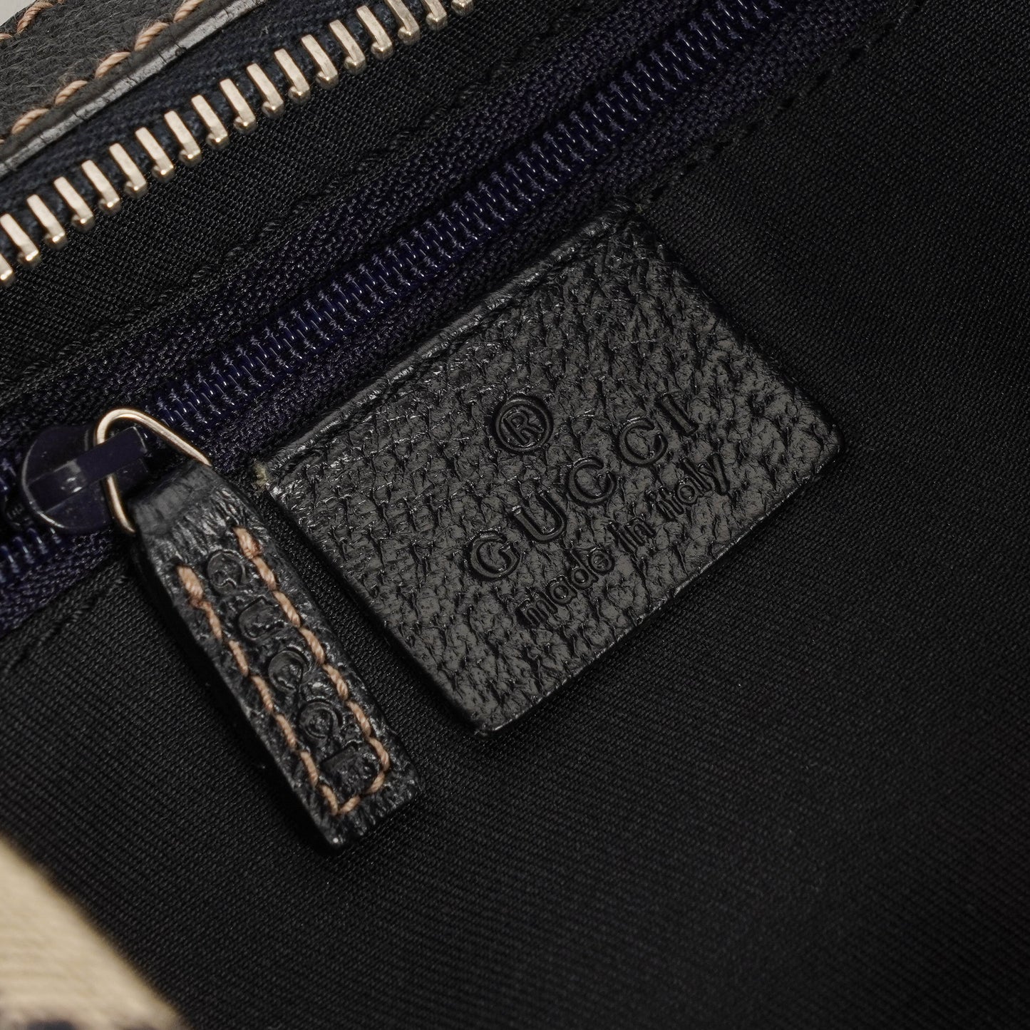 Gucci Charmy Navy GG Canvas Sherry Line Hobo Bag