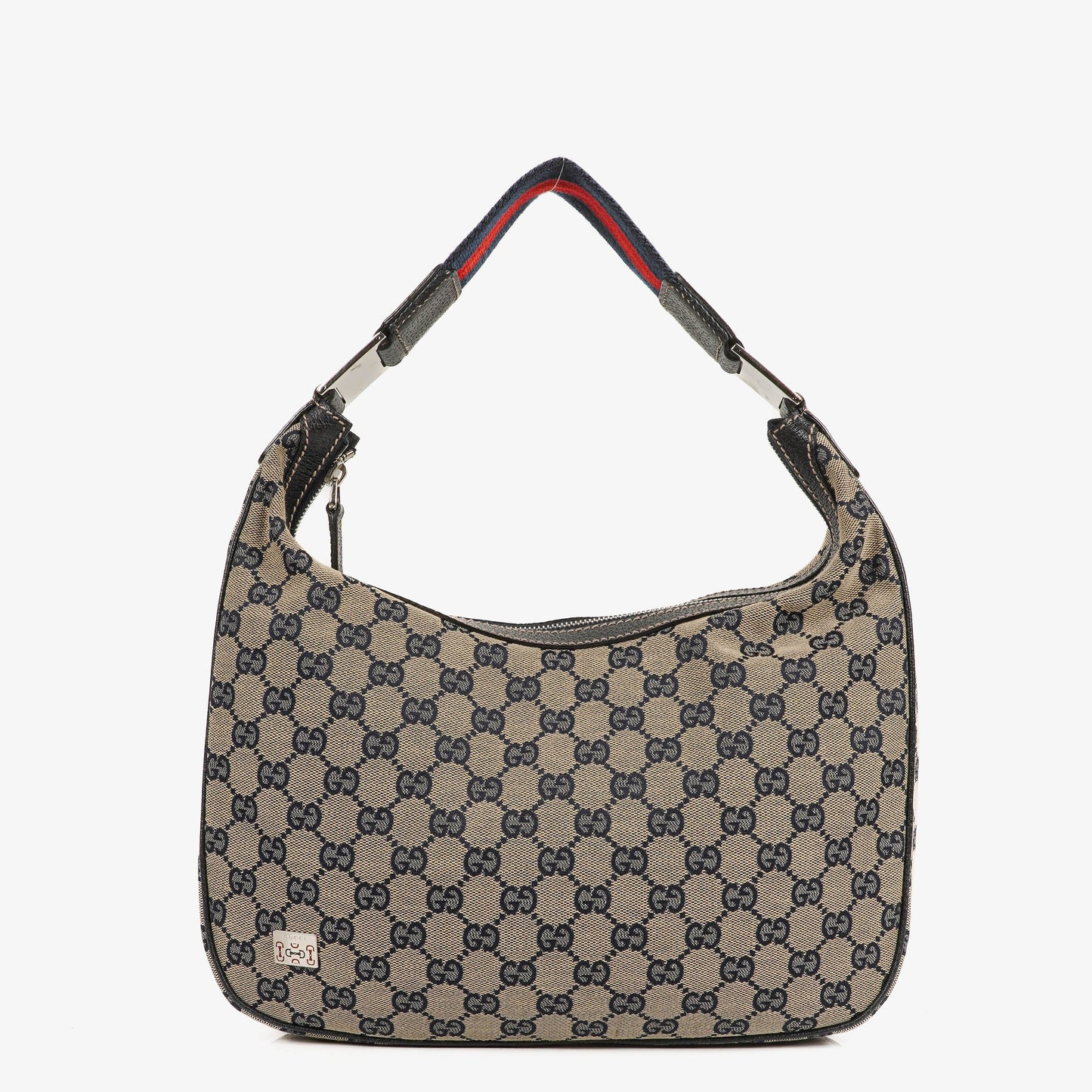 Gucci Charmy Navy GG Canvas Sherry Line Hobo Bag